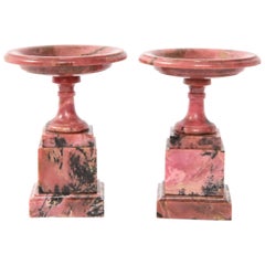Rare Pair of Early 19th Century Russian Hand Carved Rhodonite Tazzas