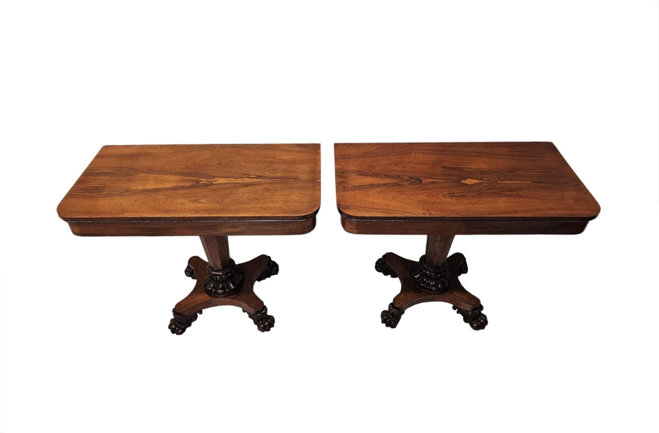 A Rare Pair of Early 19th Century William IV Card Tables In Good Condition For Sale In Dublin, IE