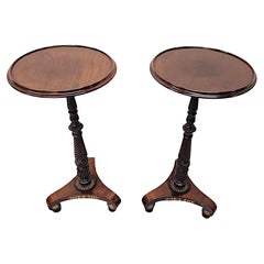 A Rare Pair of Early 19th Century Wine Tables with Brass Inlaid Detail
