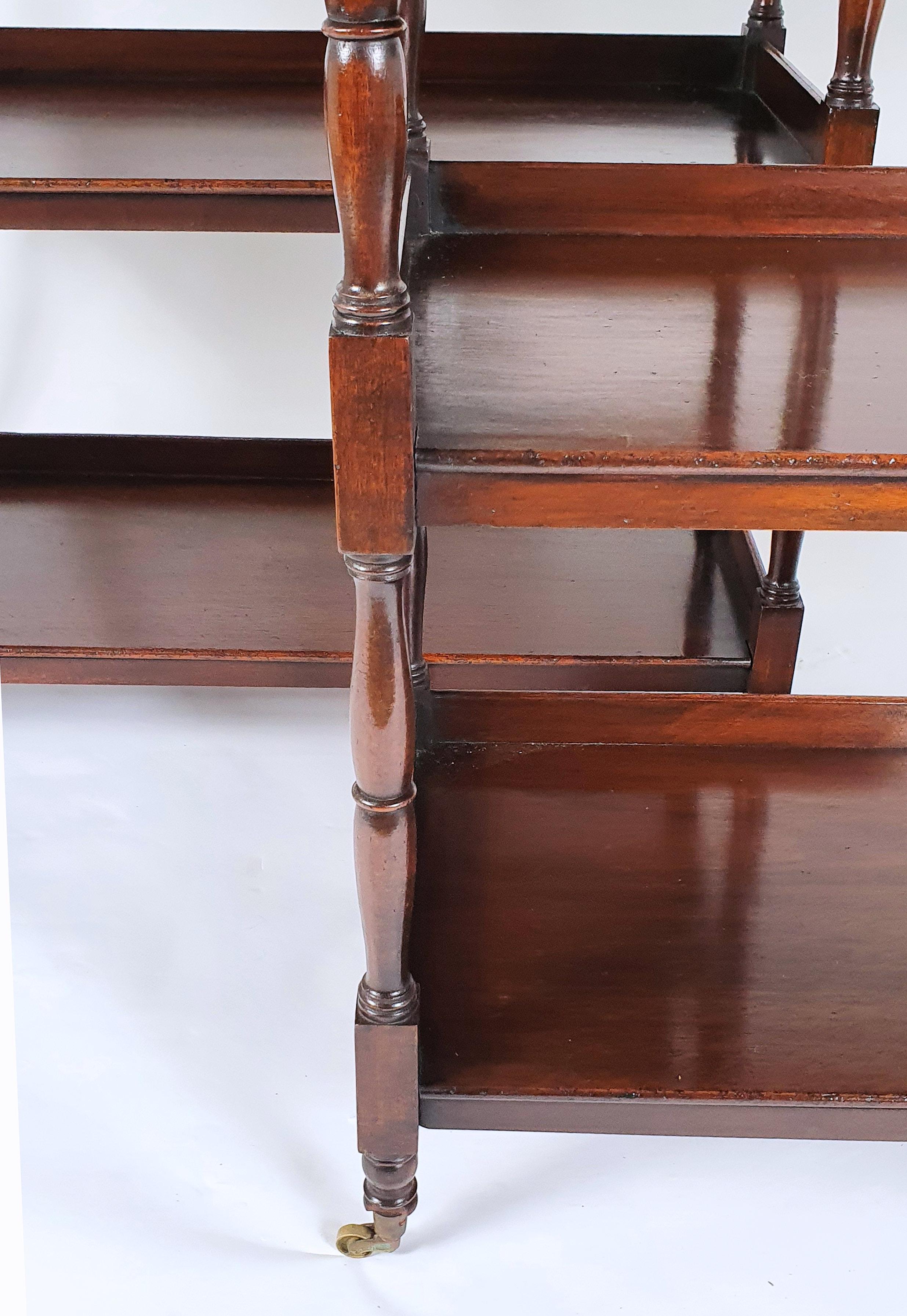 20th Century Rare Pair of Edwardian Mahogany 5 Tiered Open Bookcases For Sale