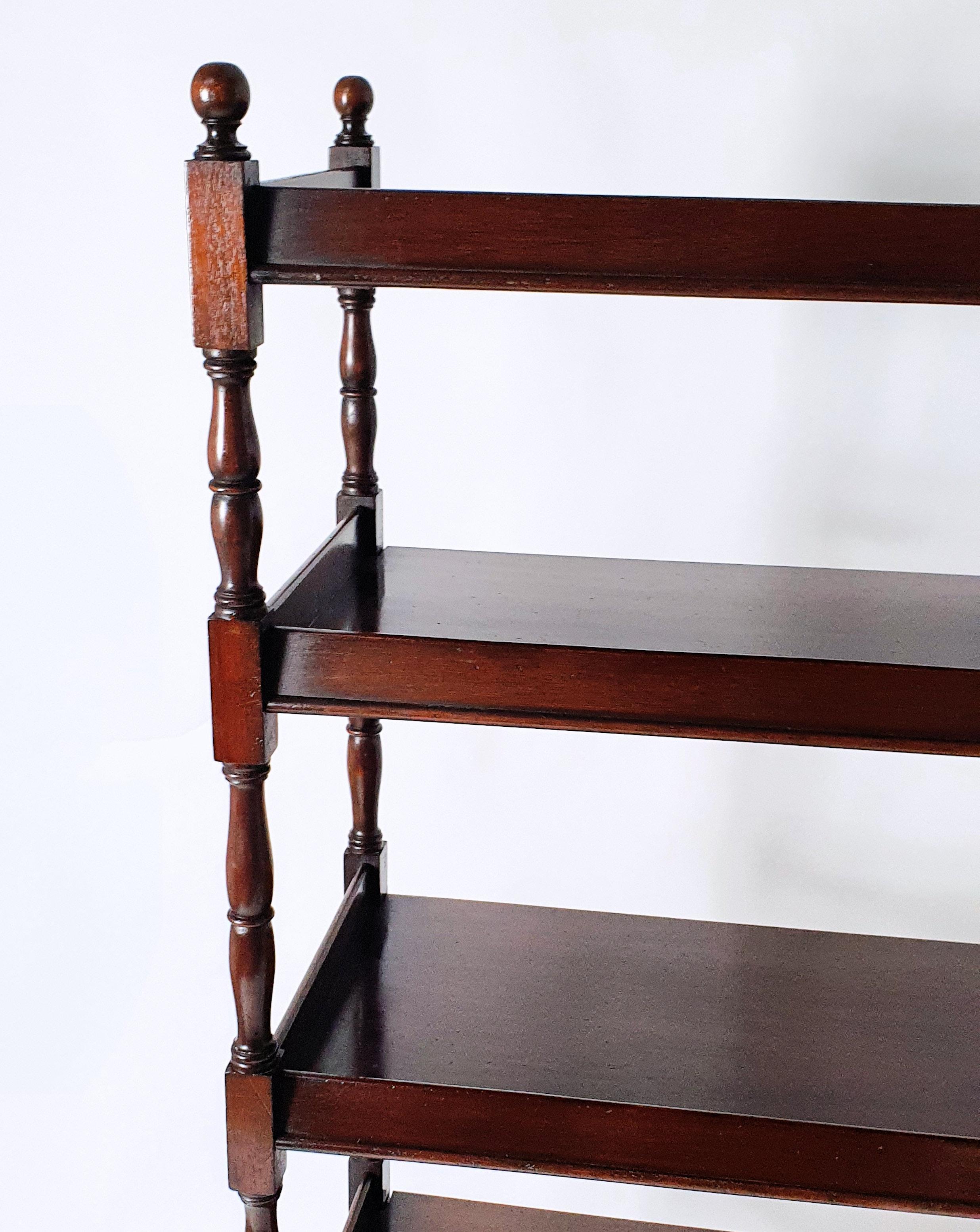 Rare Pair of Edwardian Mahogany 5 Tiered Open Bookcases For Sale 1