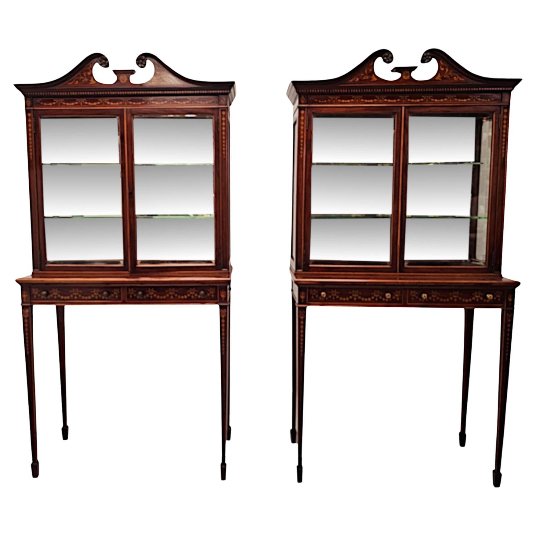 A Rare Pair of Edwardian Pier Cabinets or Bookcases after Edward and Roberts