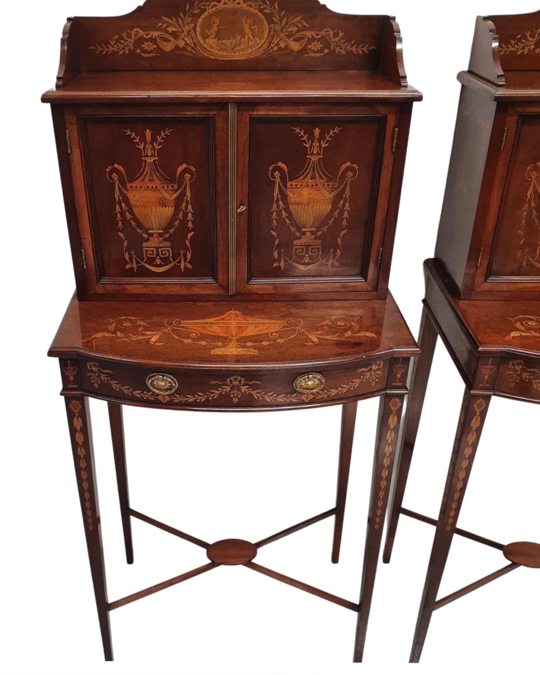  A Rare Pair of Exceptional Edwardian Cabinets Attributed to Edward and Roberts For Sale 1