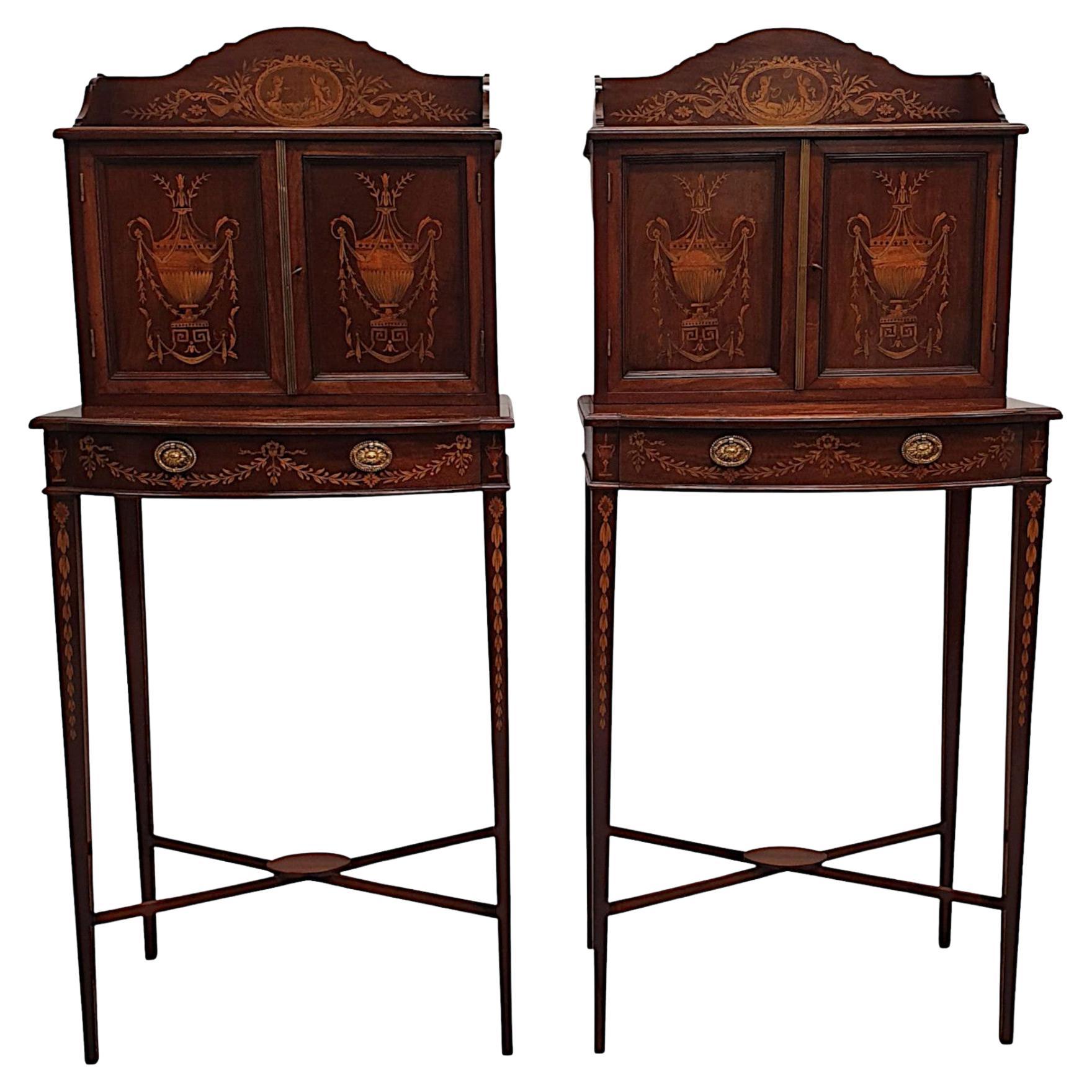  A Rare Pair of Exceptional Edwardian Cabinets Attributed to Edward and Roberts For Sale