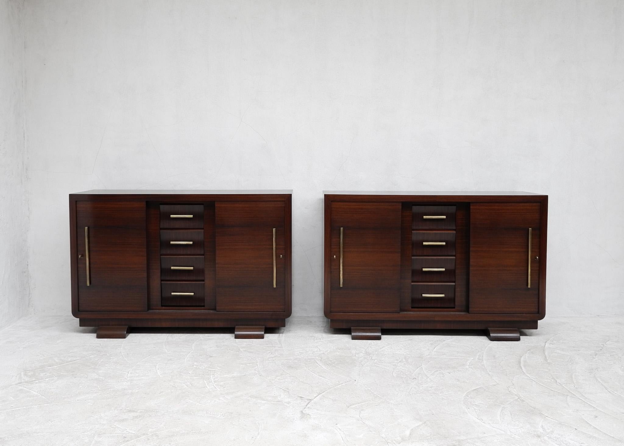 Mid-20th Century Rare Pair of French Art Deco Sideboards