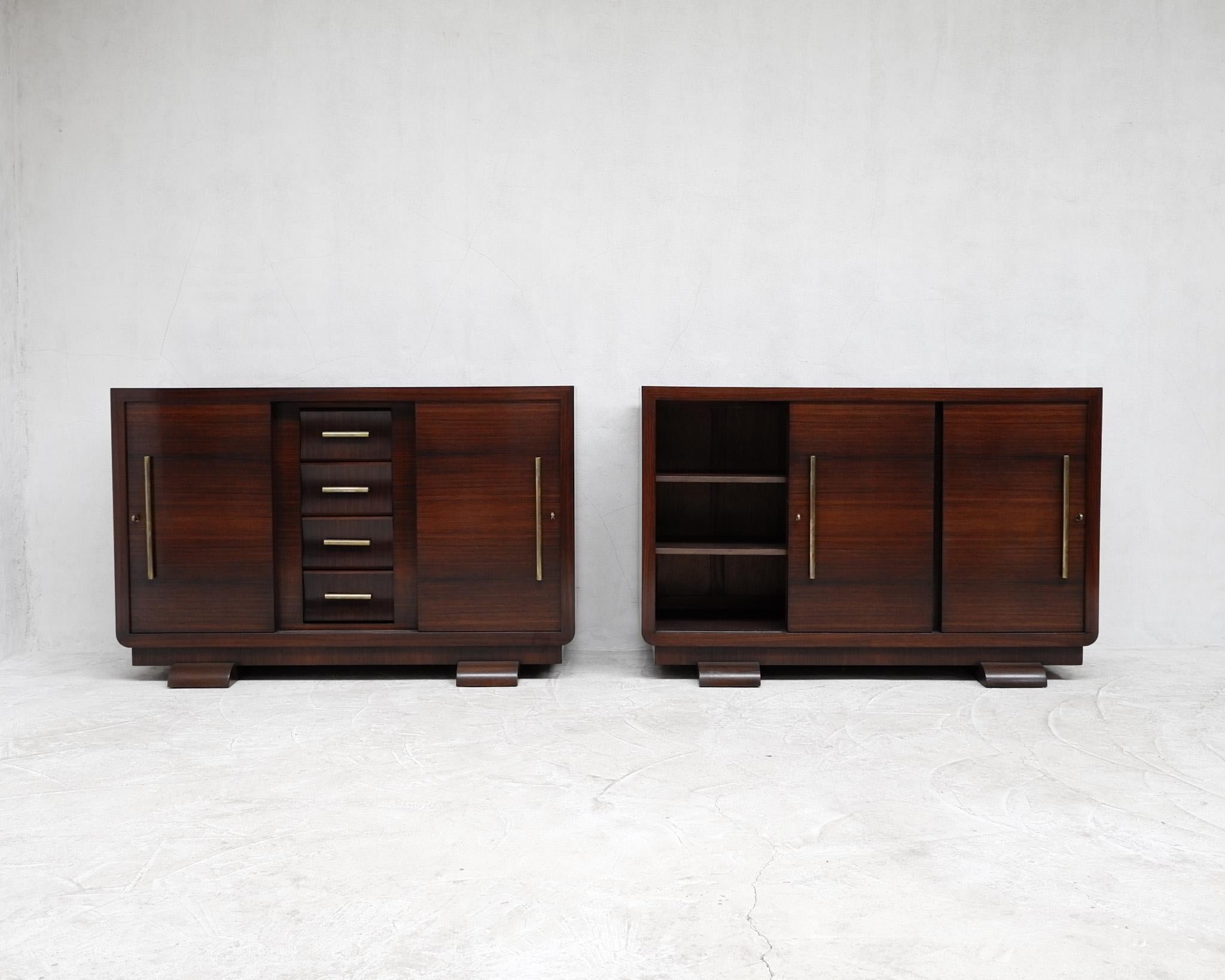 Palisander Rare Pair of French Art Deco Sideboards
