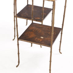 A Rare Pair of French Bronze Faux Bamboo Tables, in the manner of Maison Jansen.