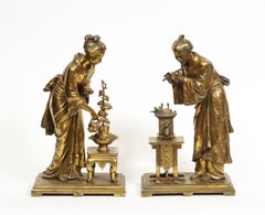 Rare Pair of French Japonisme Bronze Sculptures by Eugene Laurent, circa 1870