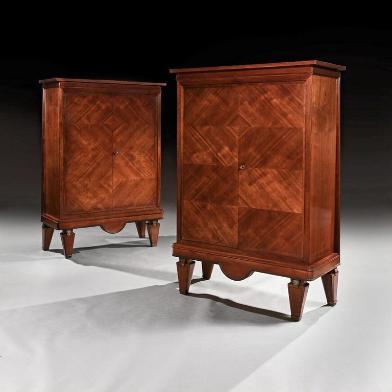 Pair of French Mahogany & Brass Mounted Cabinets in the style of Andre Arbus 5