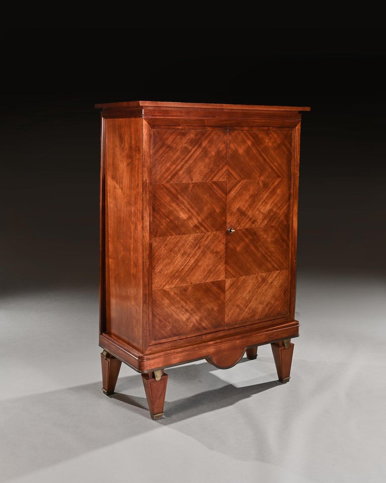 Mid-20th Century Pair of French Mahogany & Brass Mounted Cabinets in the style of Andre Arbus