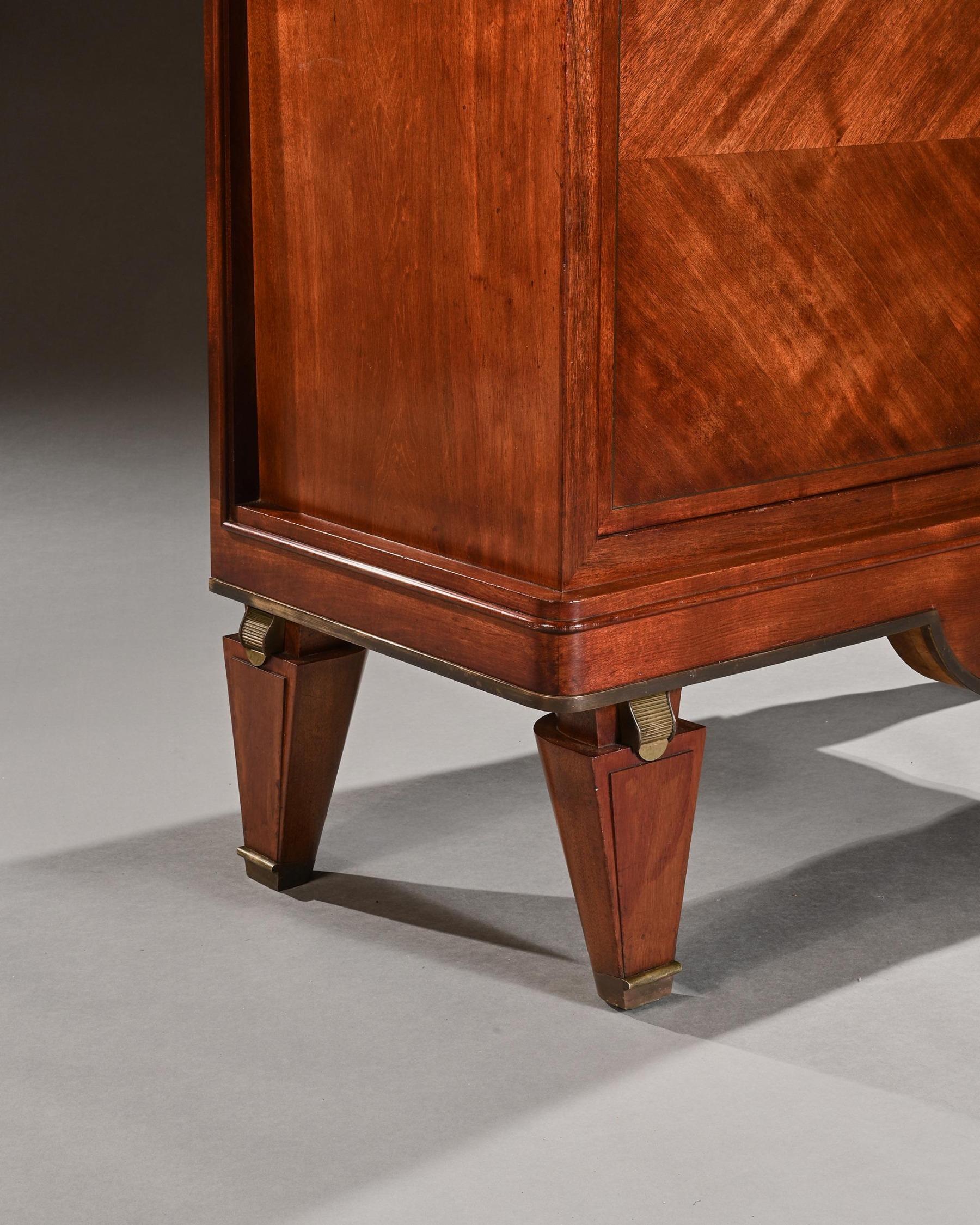 Pair of French Mahogany & Brass Mounted Cabinets in the style of Andre Arbus 2