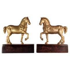 Rara coppia di cavalli di San Marco in bronzo dorato del Grand Tour, Venezia, 1900 ca.
