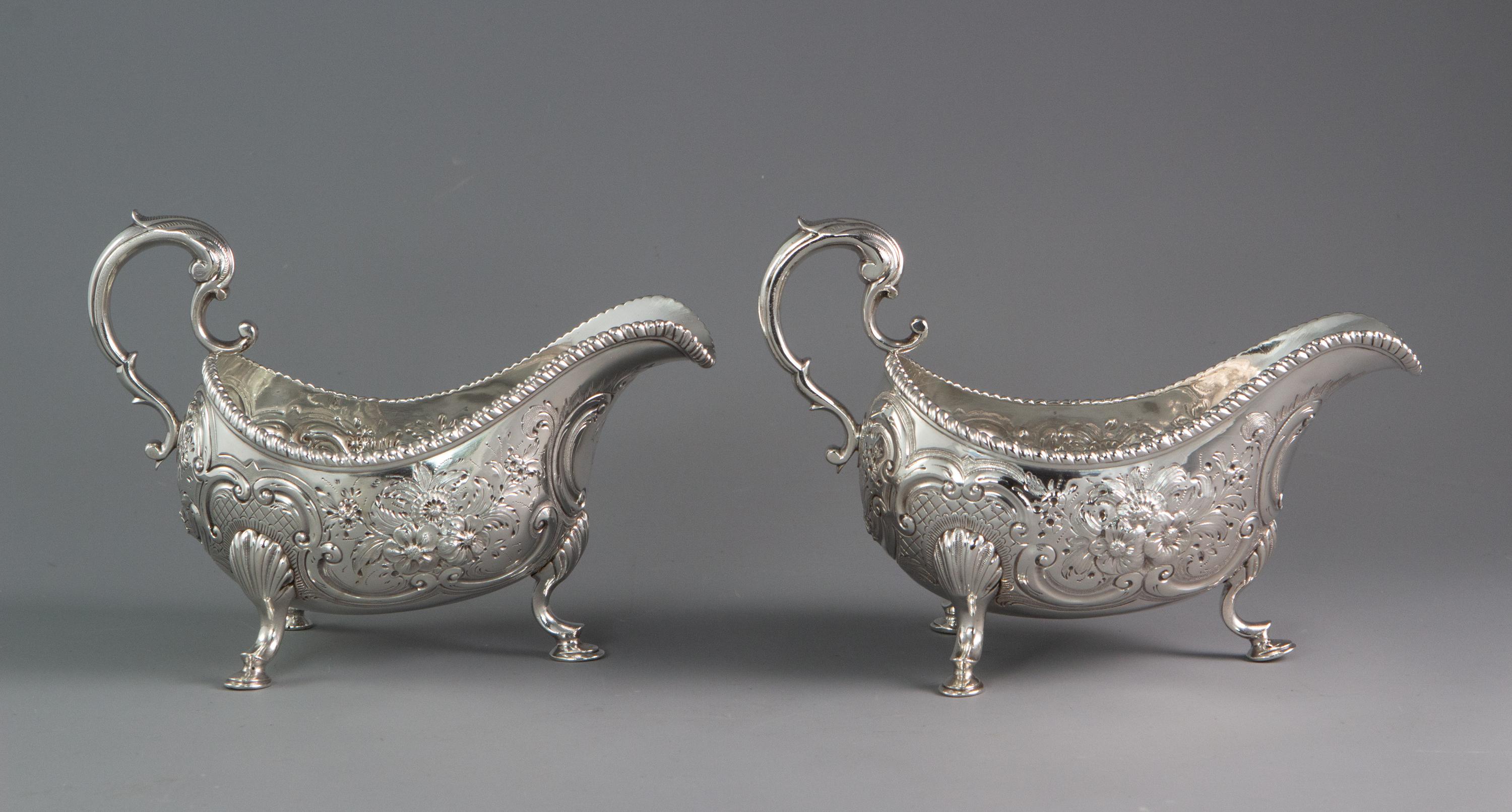 Seltenes Paar irischer Silber-Saucenboote Dublin 1772 von Richard Williams im Angebot 4