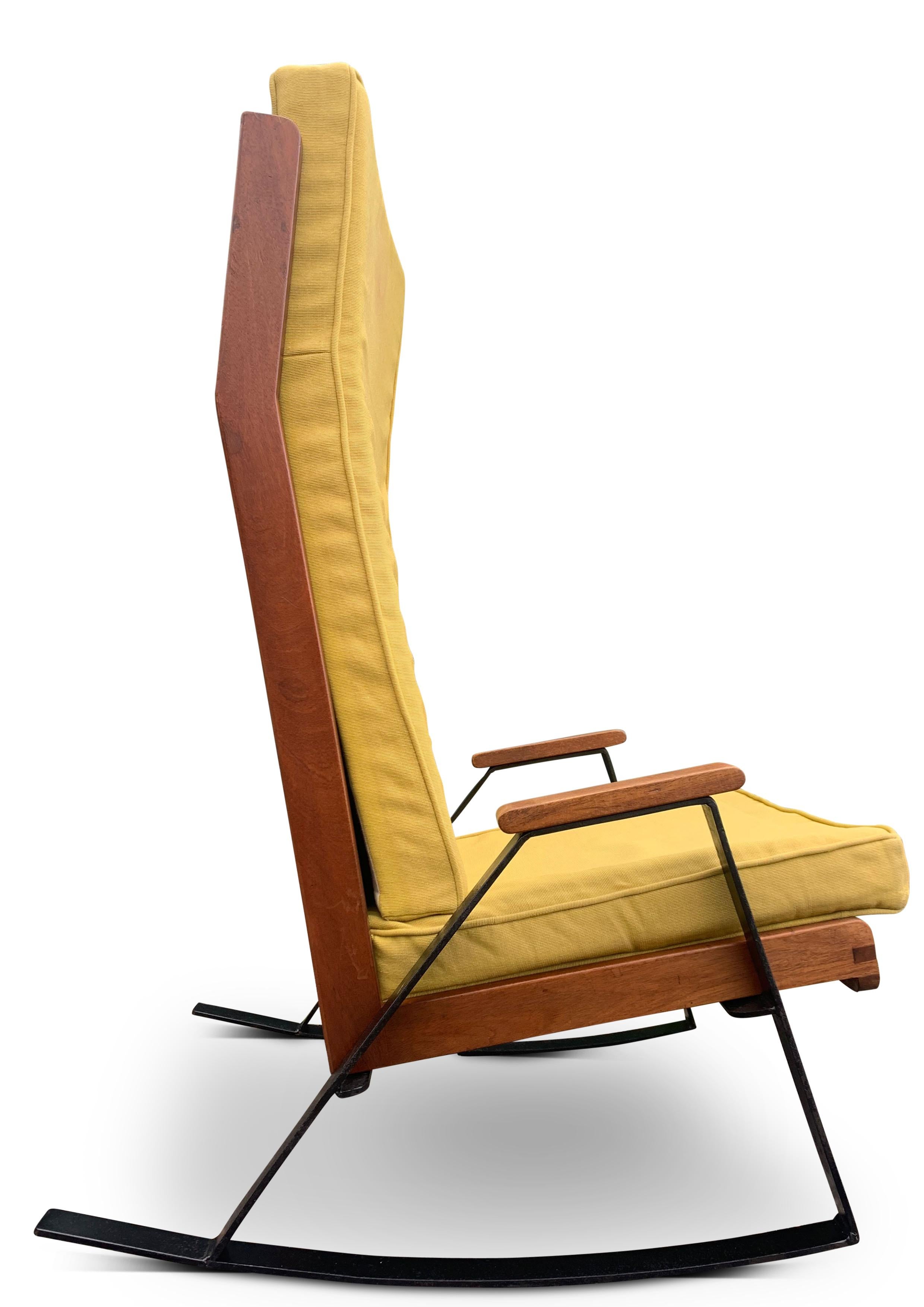 A Rare Pair of Mid Century Modern Teak & Ebonised Steel Upholstered Shell Chairs For Sale 3