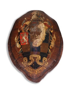 A rare pair of painted armorial Green Sea Turtle shells (Chelonia mydas)