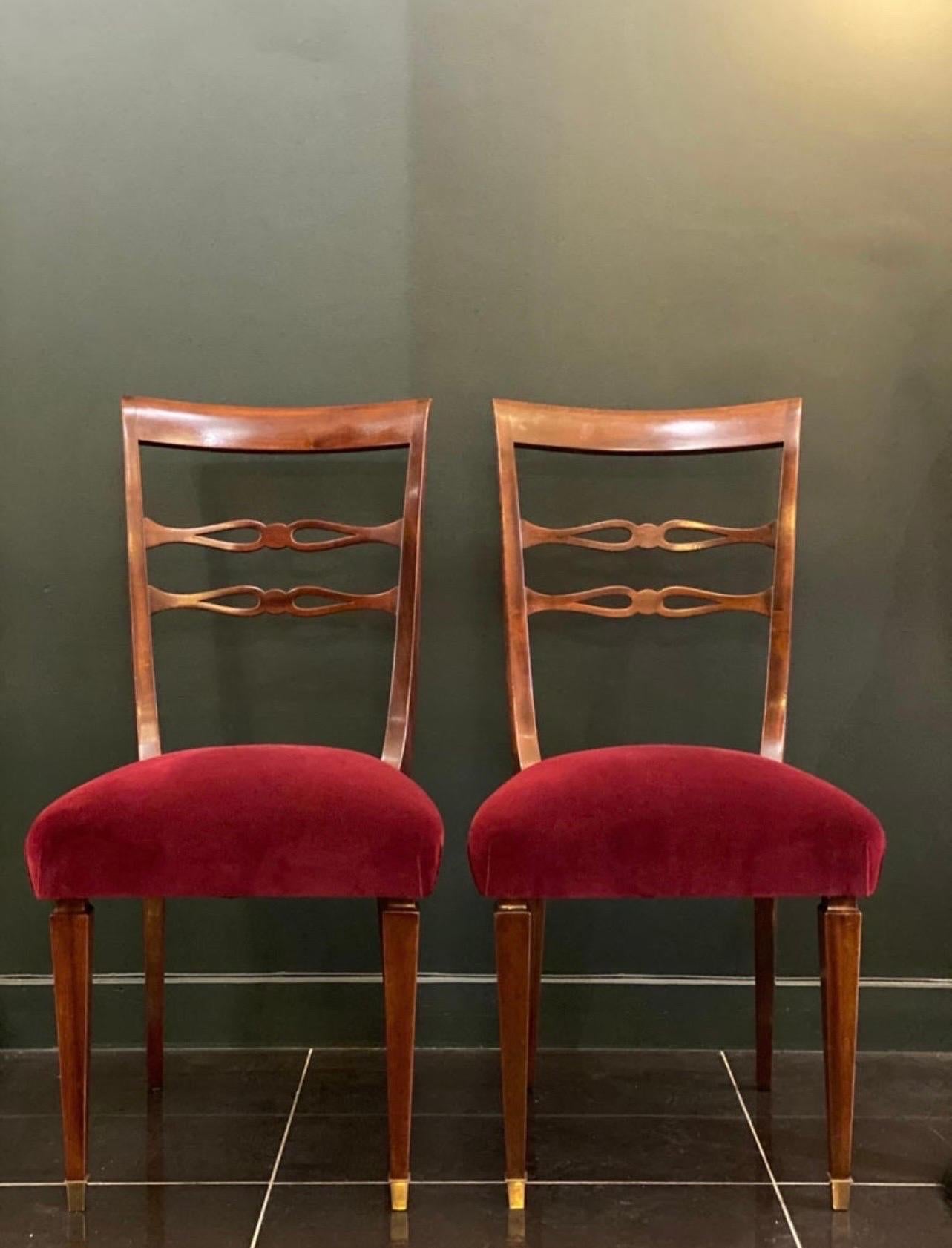 Neoclassical Rare Pair of Paolo Buffa Dining Chairs