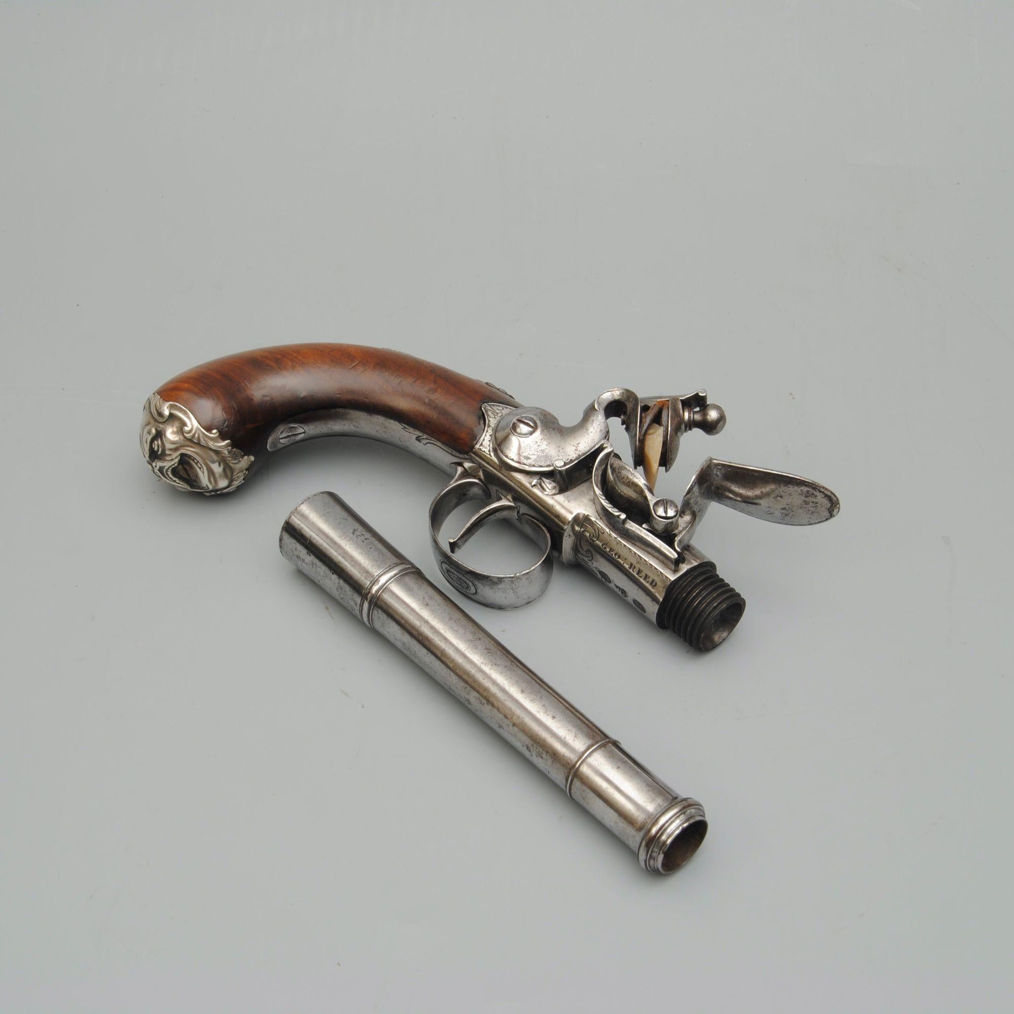 Rare Pair of Silver Mounted Queen Anne Pistols 2