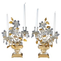 A rare pair of table lamps by Maison Bagùes with parrots and urns