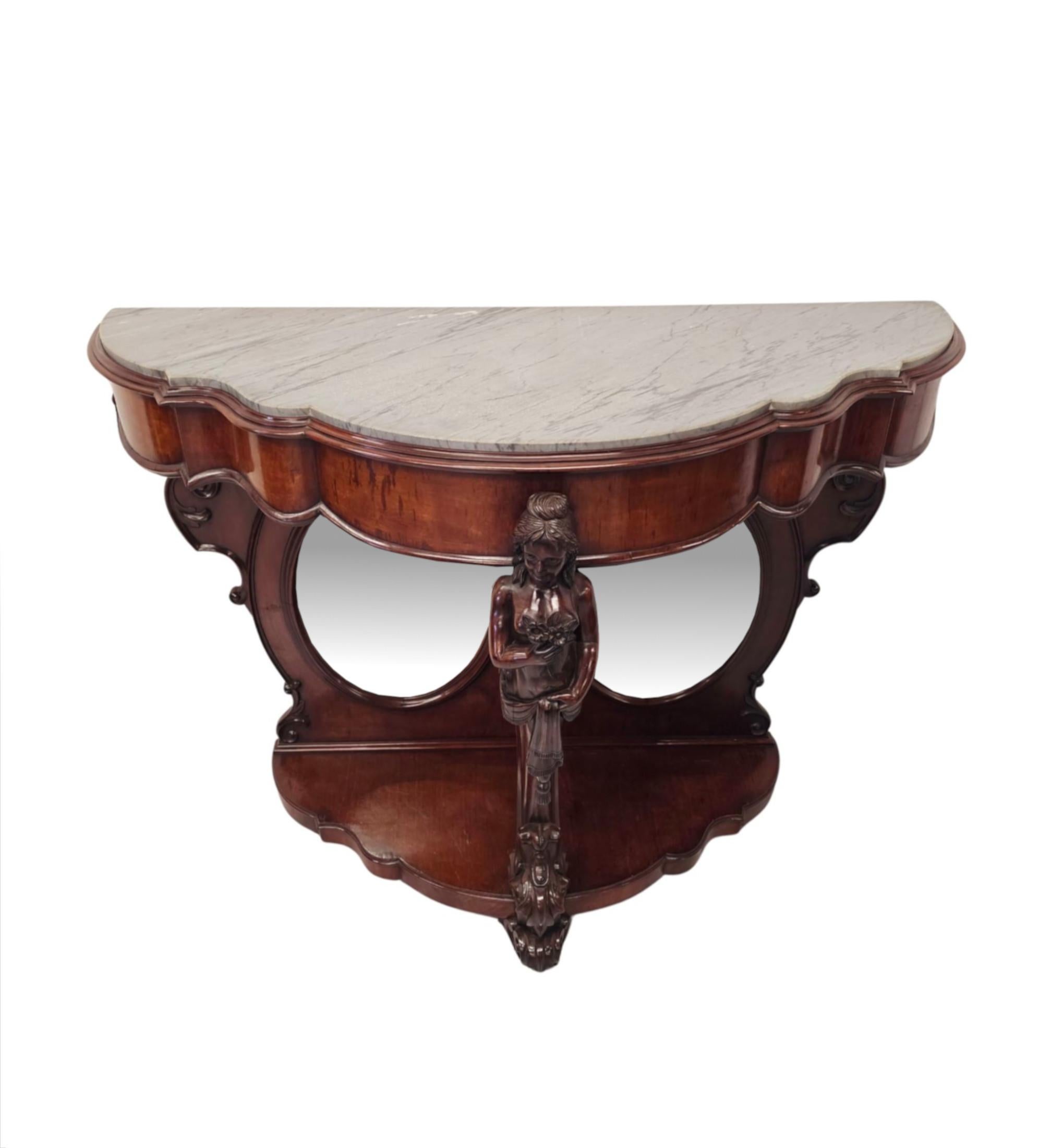 A  Rare Pair of Tall 19th Century Marble Top Country House Console Tables For Sale 2