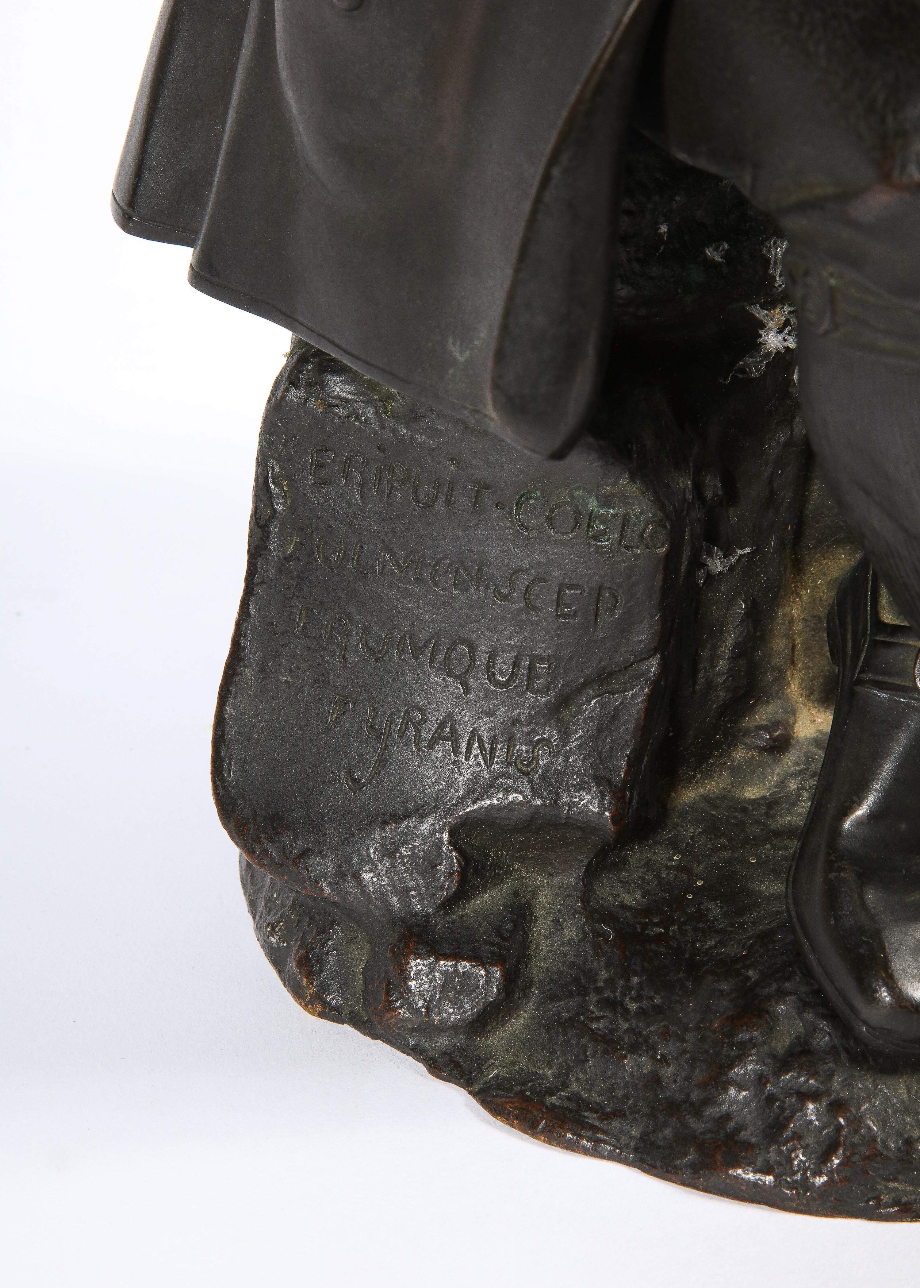 Français Rare sculpture de Benjamin Franklin en bronze patiné, par A. Carrier-Belleuse en vente