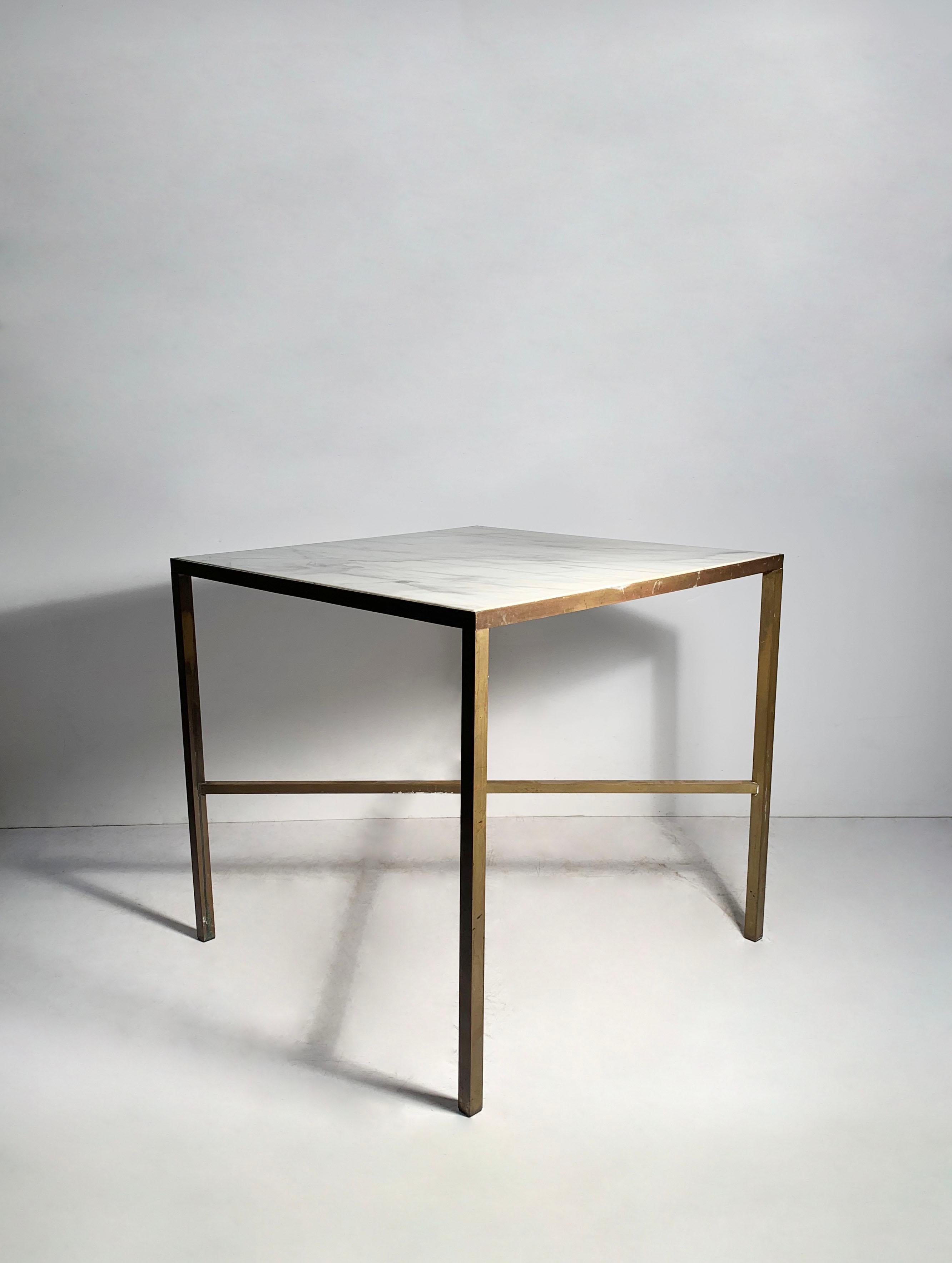 Mid-Century Modern A Rare Paul McCobb Brass and Marble Dinette Table For Sale