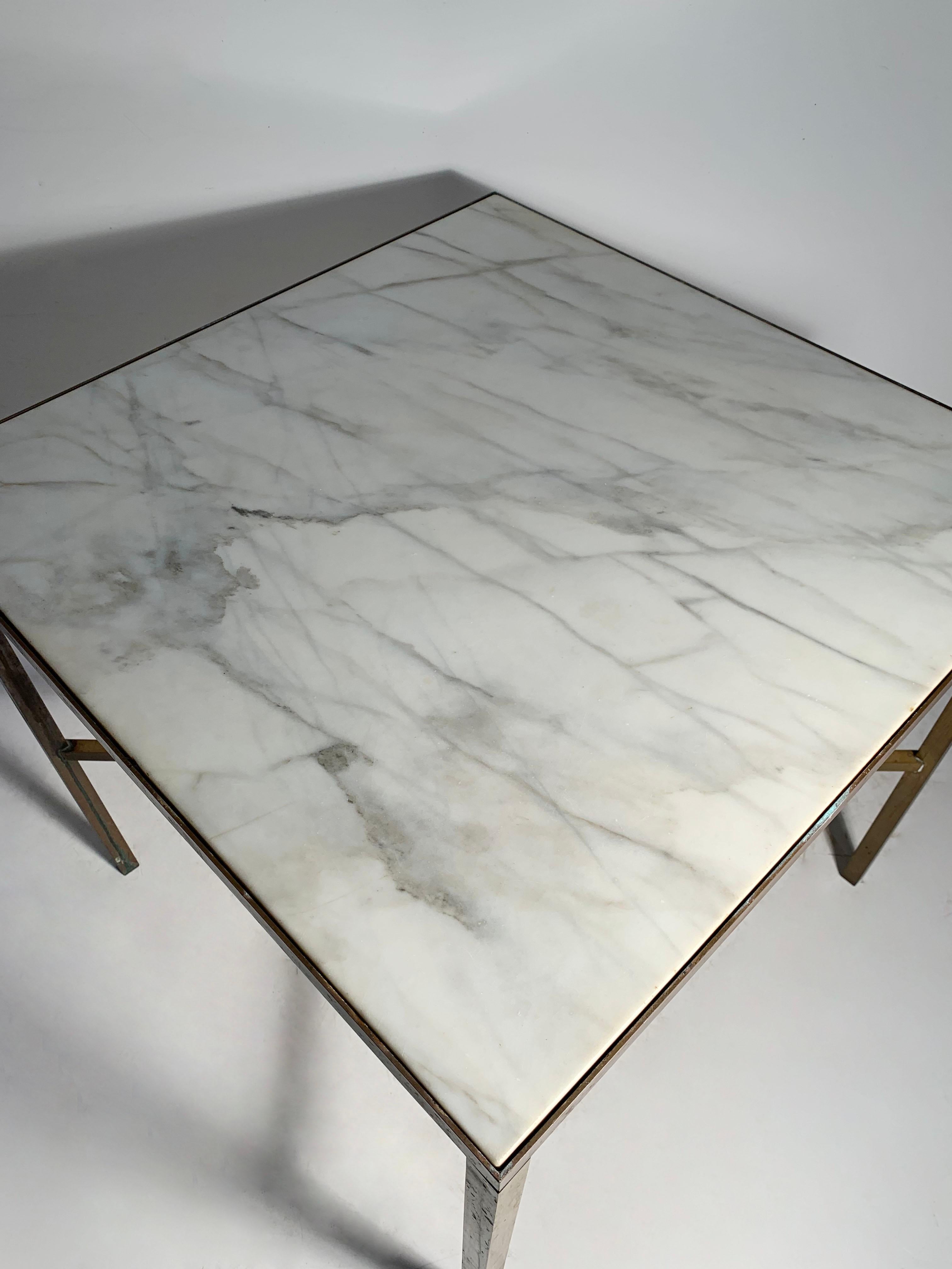 A Rare Paul McCobb Brass and Marble Dinette Table In Good Condition For Sale In Chicago, IL