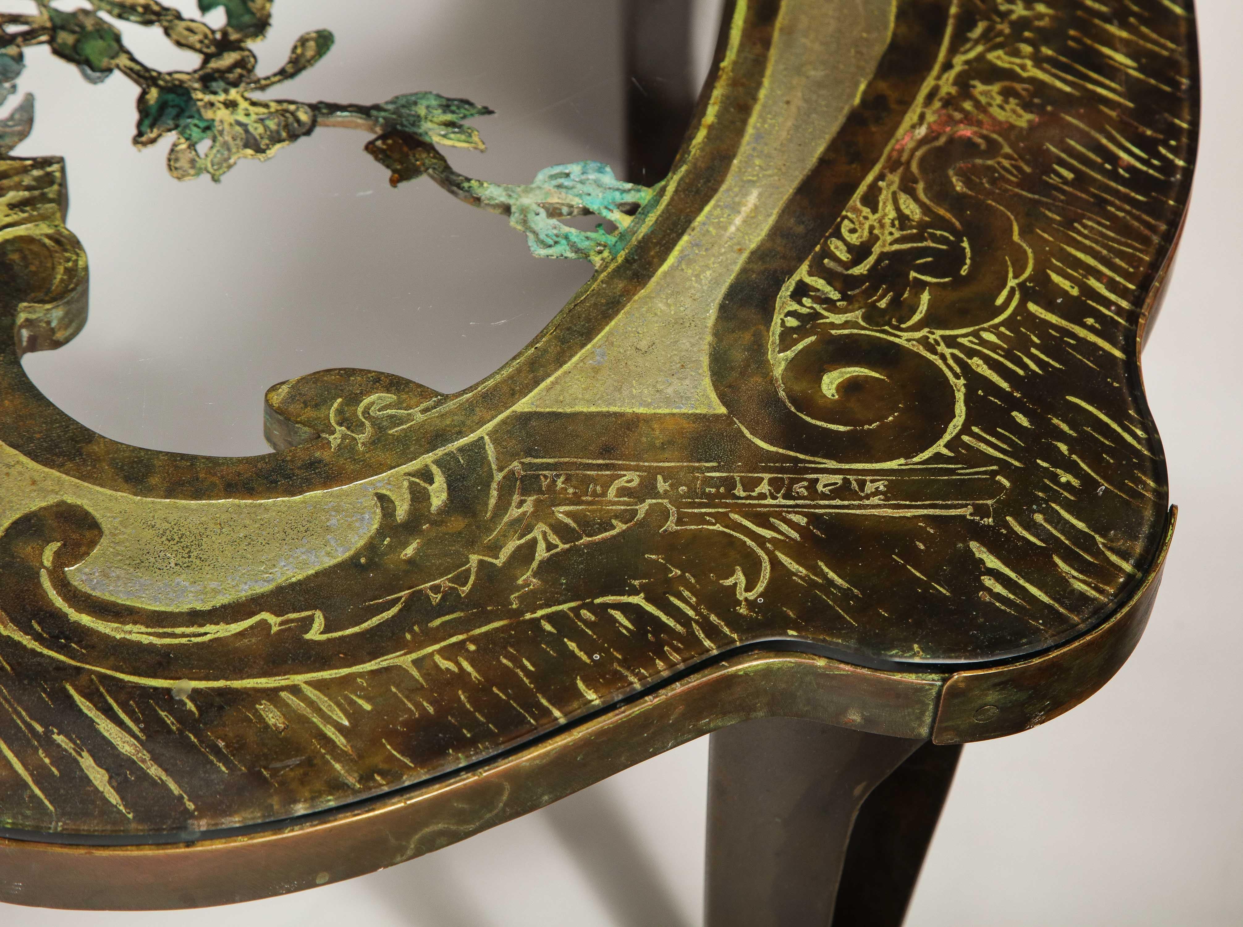 Rare Philip and Kelvin LaVerne 'La Reine Floral' Patinated Bronze Coffee Table 3