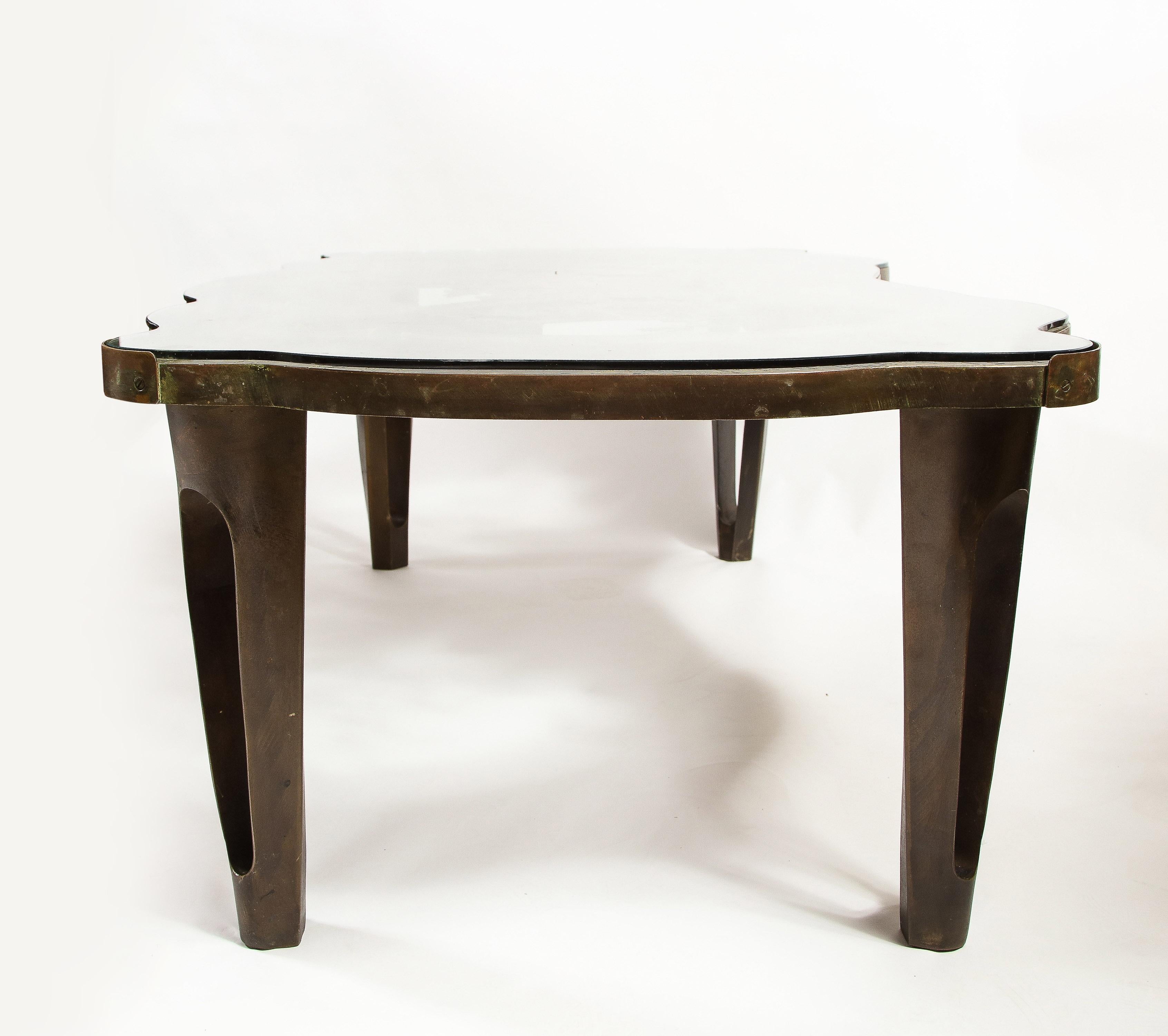 Rare Philip and Kelvin LaVerne 'La Reine Floral' Patinated Bronze Coffee Table 4