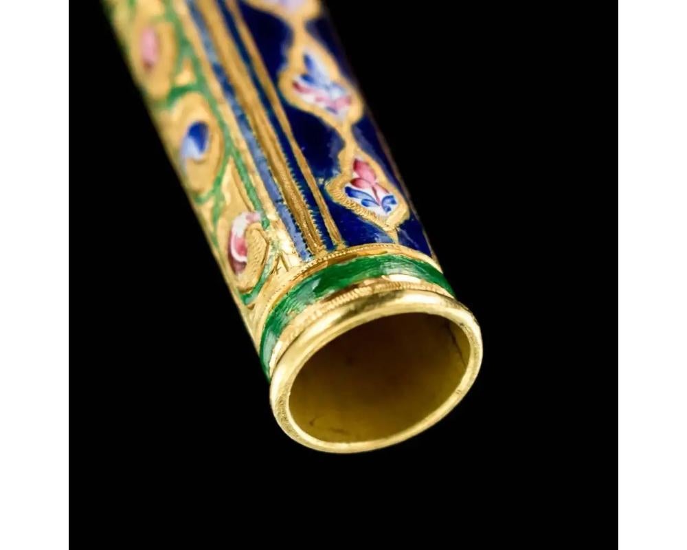 Rare Qajar Gold and Enamel Parasol Cane Handle For Sale 6