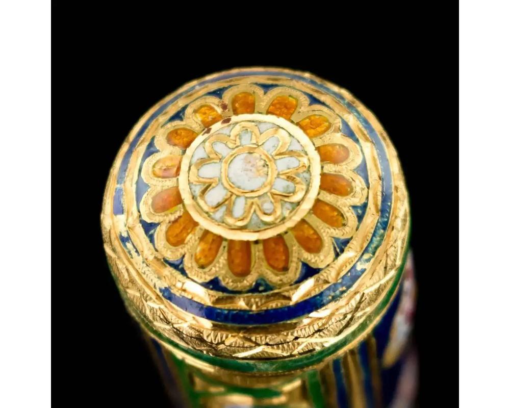 Rare Qajar Gold and Enamel Parasol Cane Handle For Sale 9