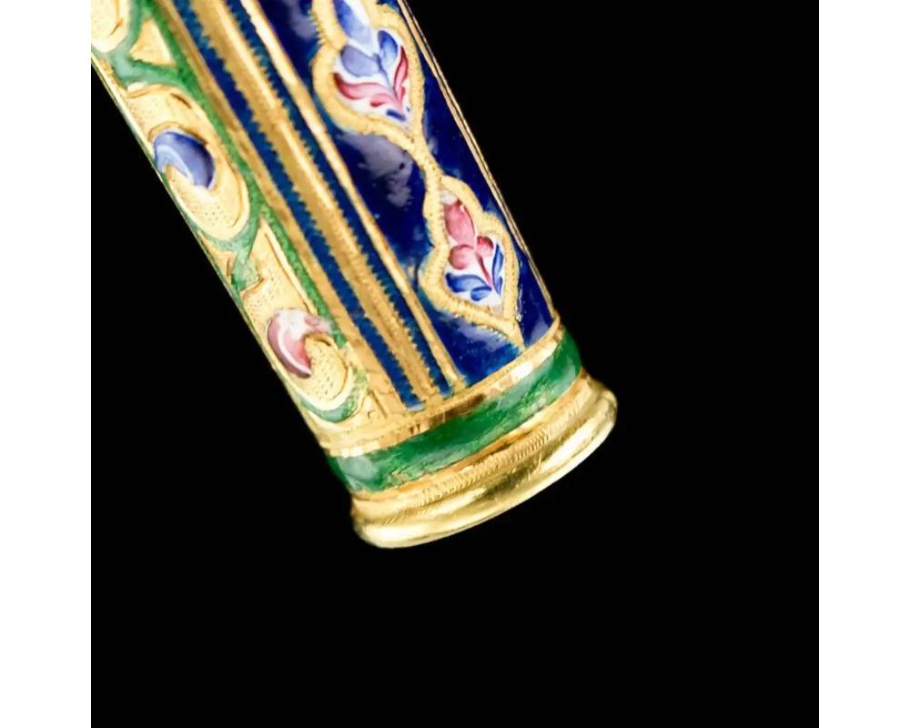 Rare Qajar Gold and Enamel Parasol Cane Handle For Sale 2