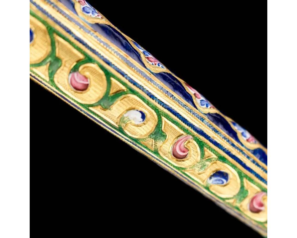 Rare Qajar Gold and Enamel Parasol Cane Handle For Sale 3