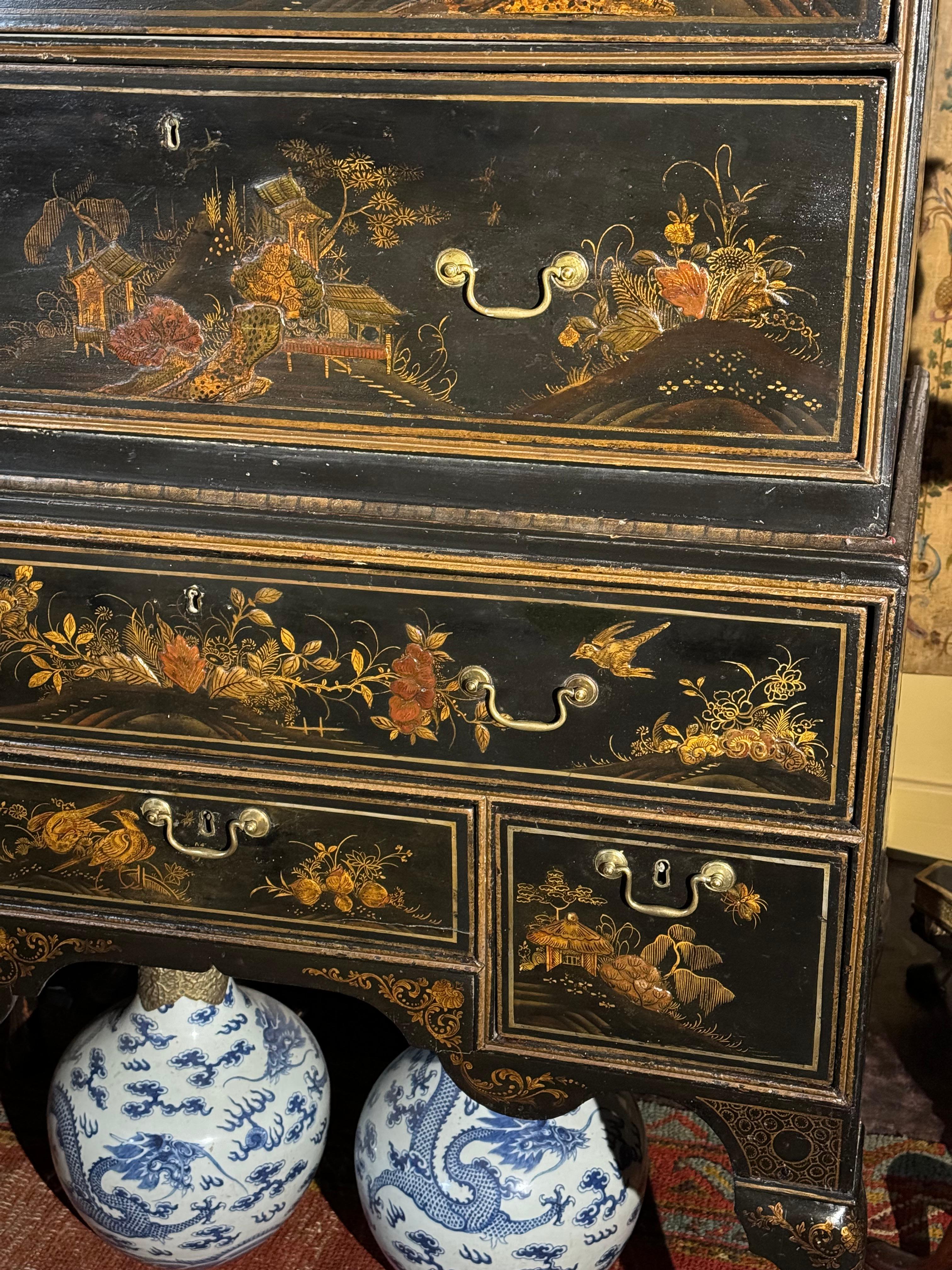 Rara cassapanca con scacchiera su piedistallo di Queen Anne Chinoiserie in vendita 3