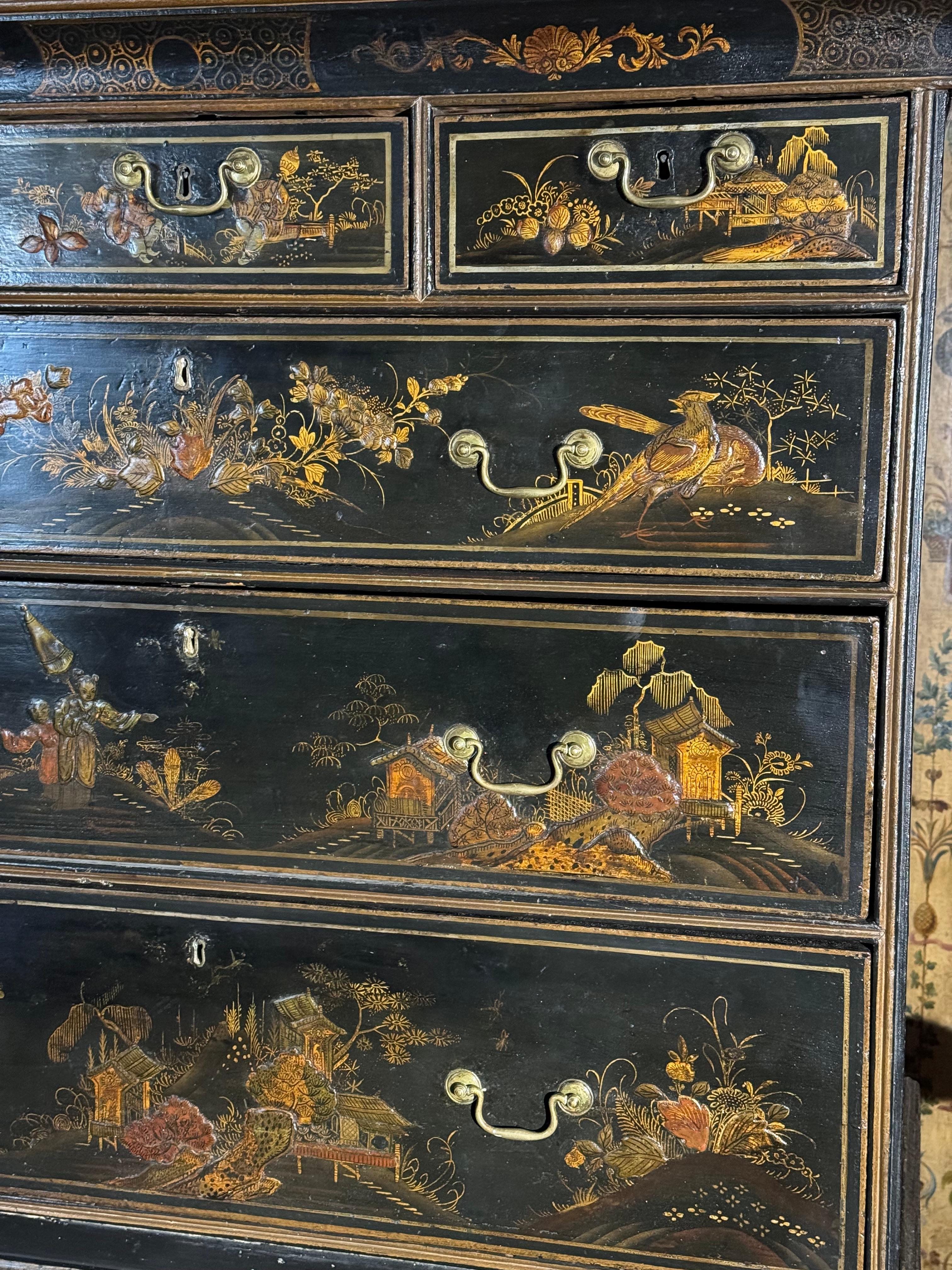 Rara cassapanca con scacchiera su piedistallo di Queen Anne Chinoiserie in vendita 2