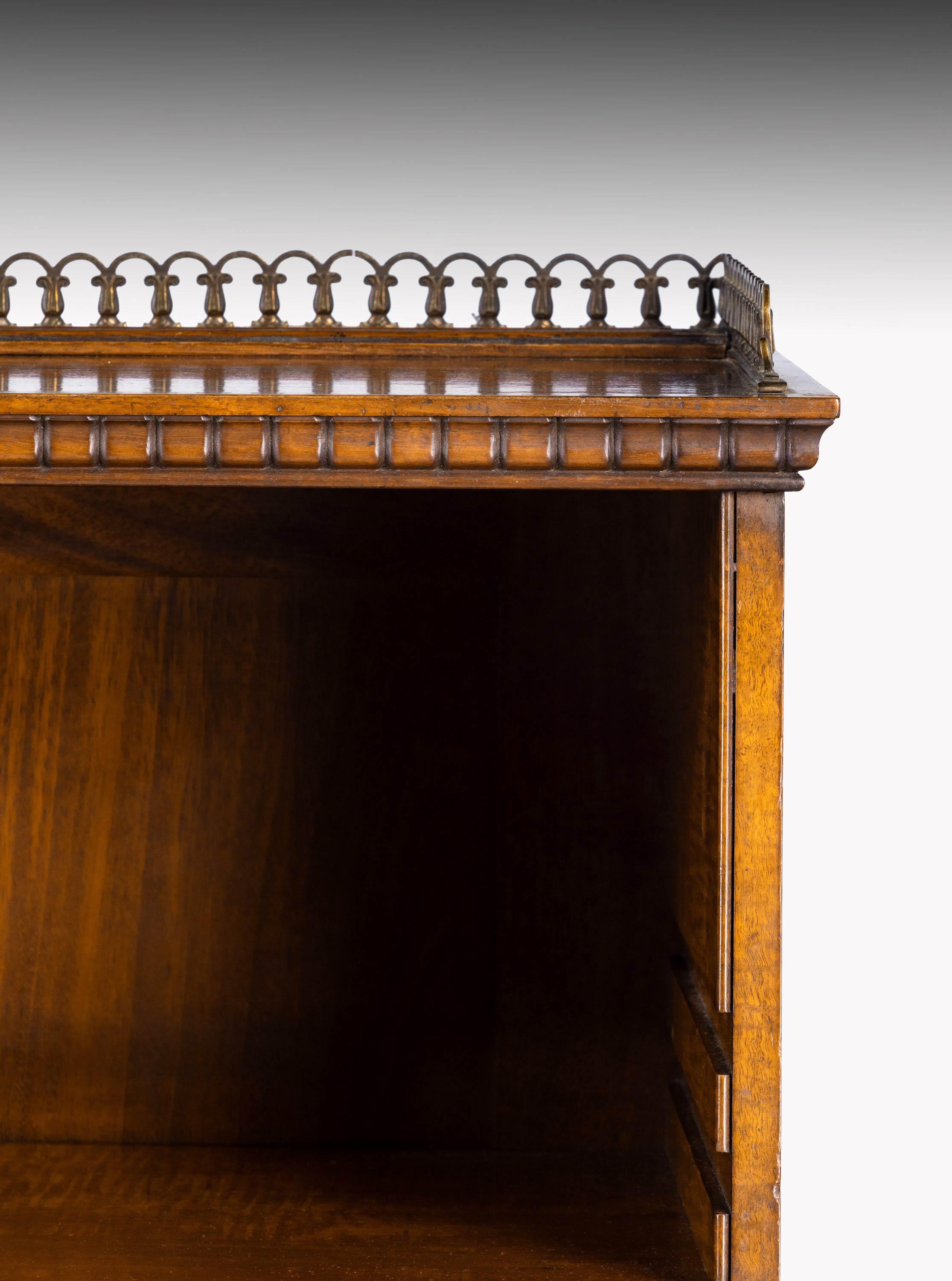 Rare Quilted Mahogany Regency Period Low Bookcase 2