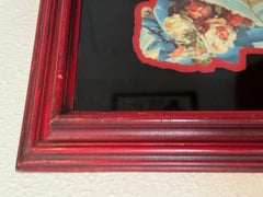 Une rare reproduction des filles du parapluie de Coca Colon dans un cadre rouge rustique.