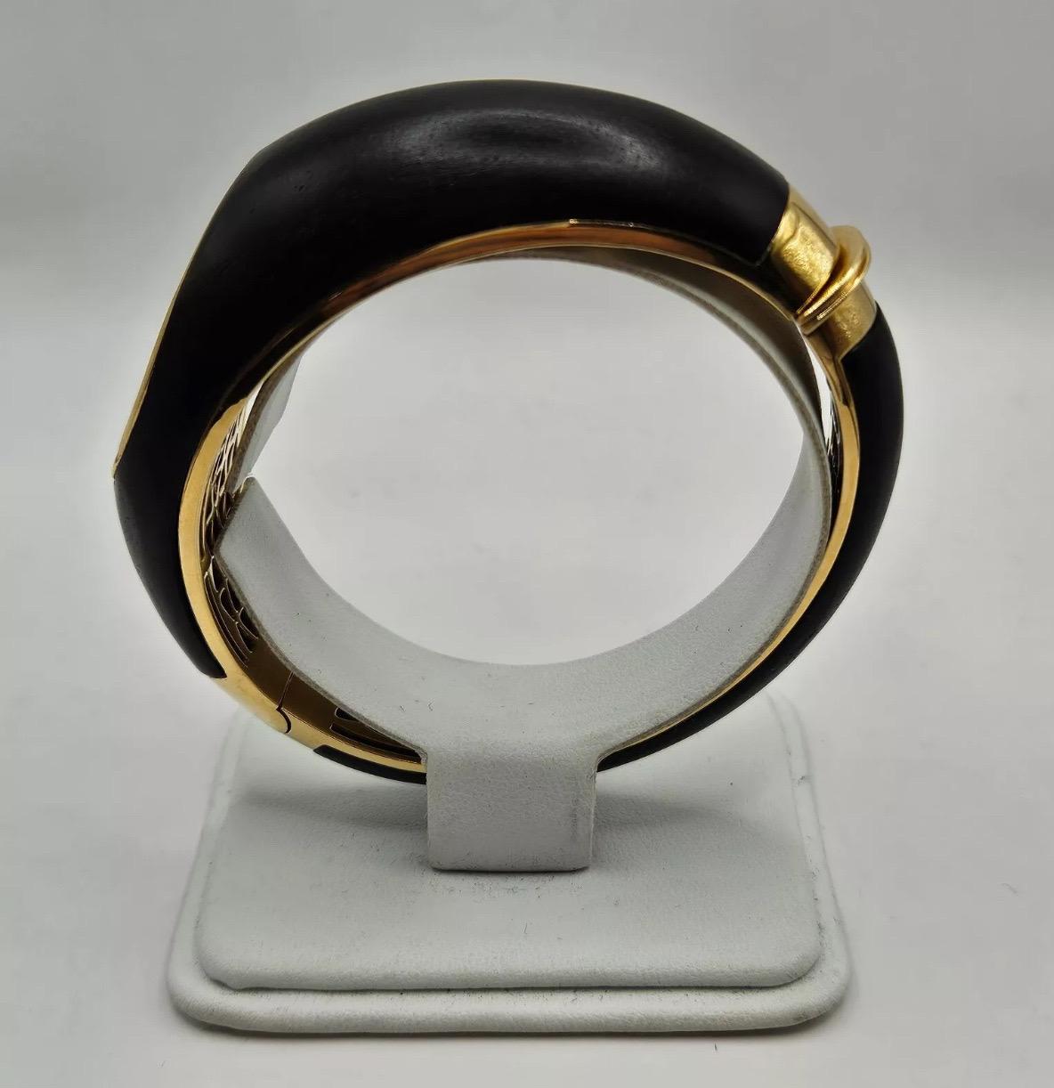 Women's or Men's A Rare Roberto Coin 'Capri Plus' Ebony Wood & Diamond 18ct-18k Gold Bangle