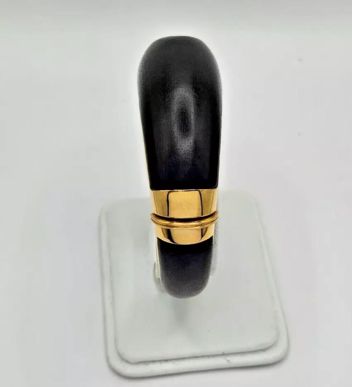 A Rare Roberto Coin 'Capri Plus' Ebony Wood & Diamond 18ct-18k Gold Bangle 1