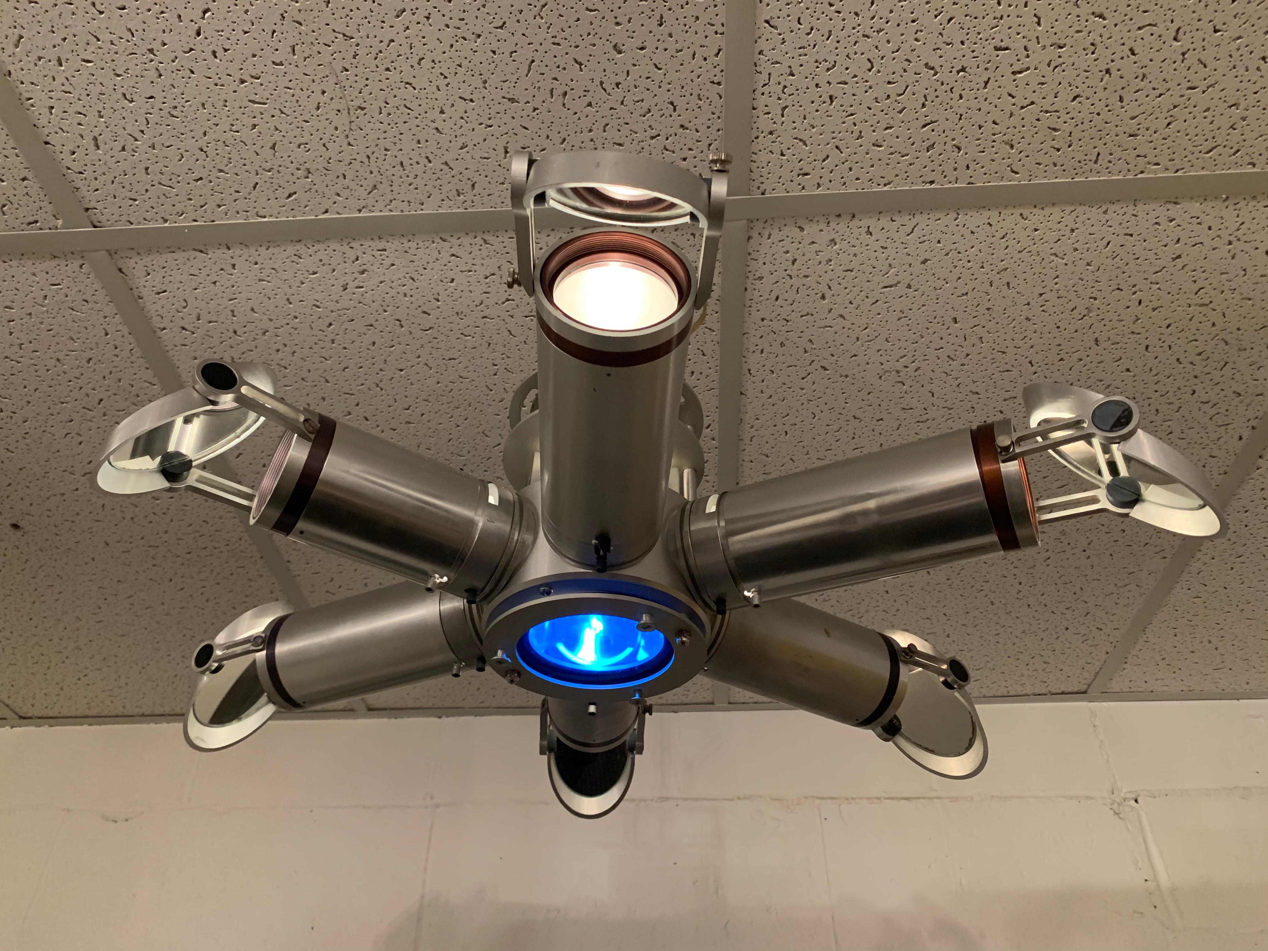 20th Century Satellite Style Industrial Ceiling Mount Light Fixture For Sale