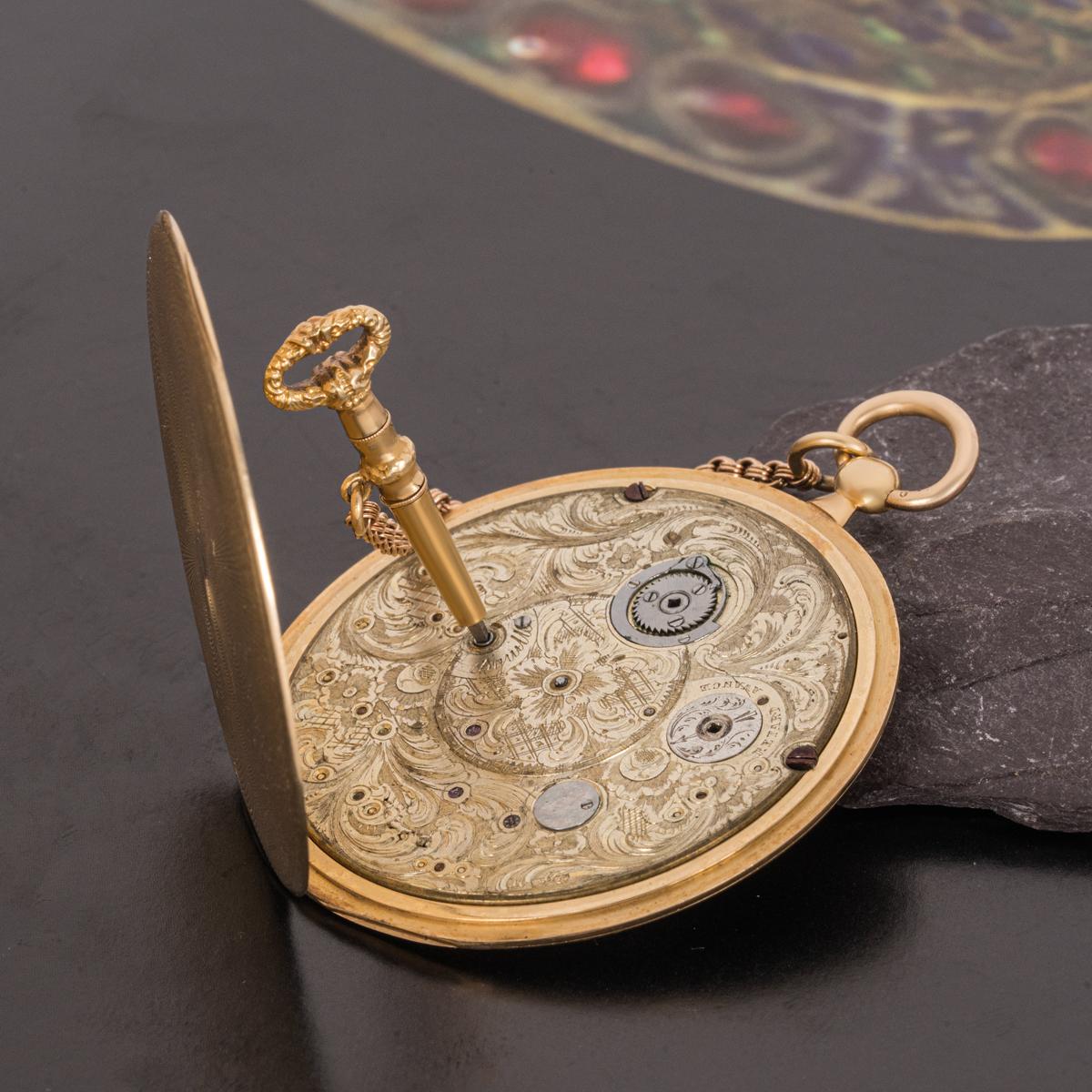 A Rare Rose Gold Extra Slim Keywind Half Hunter Pocket Watch with it's original key and it's original box C1840

Dial: The beautiful pristine condition Silver engine turned dial in the style of Breguet with Roman numerals outer minute chapter ring