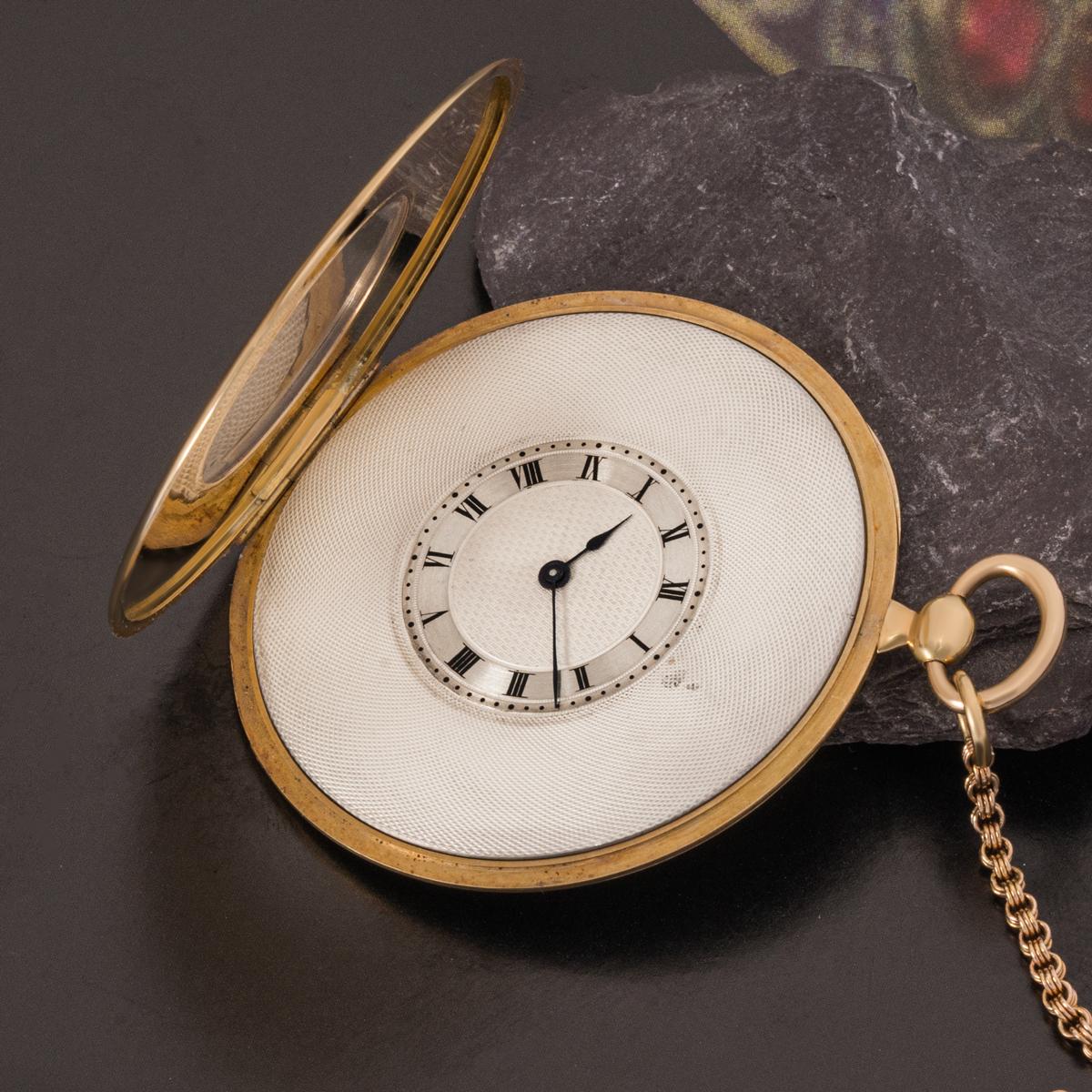 A Rare Rose Gold Super Slim Keywind Half Hunter Pocket Watch C1840 In Excellent Condition In London, GB