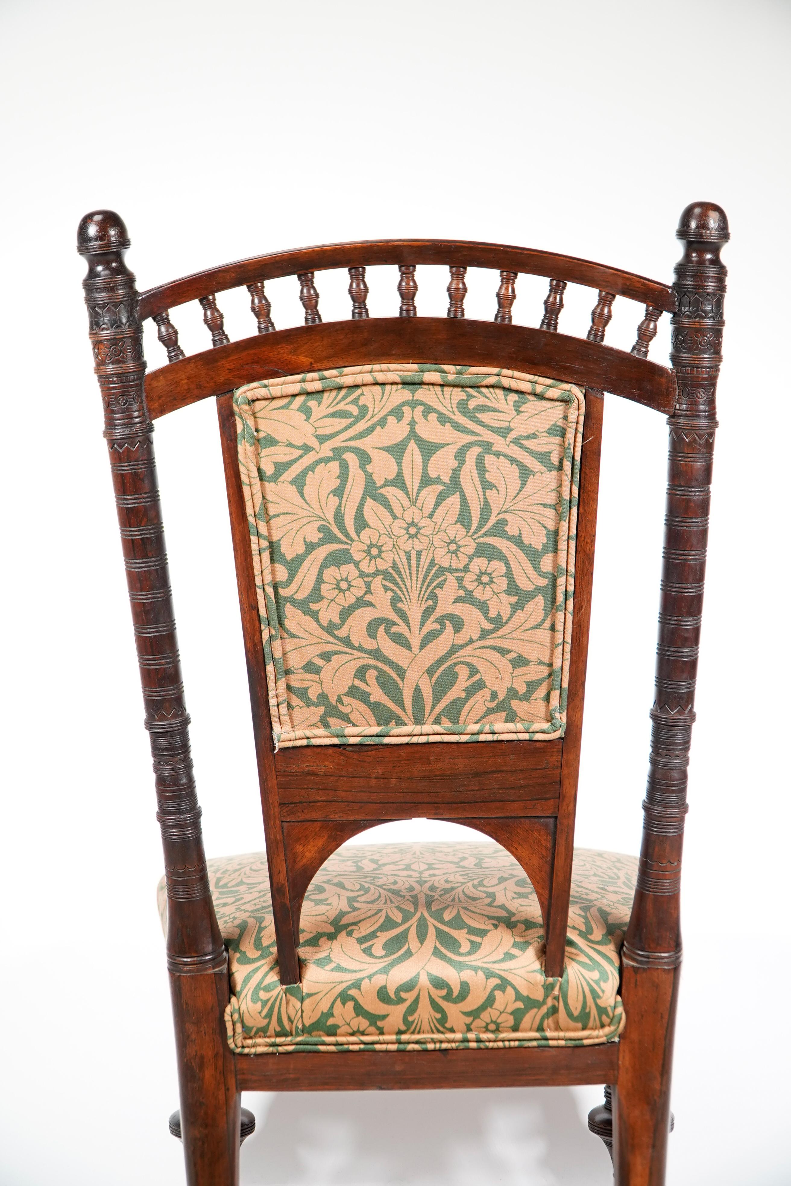 A rare Rosewood side chair with finely carved and turned details For Sale 12