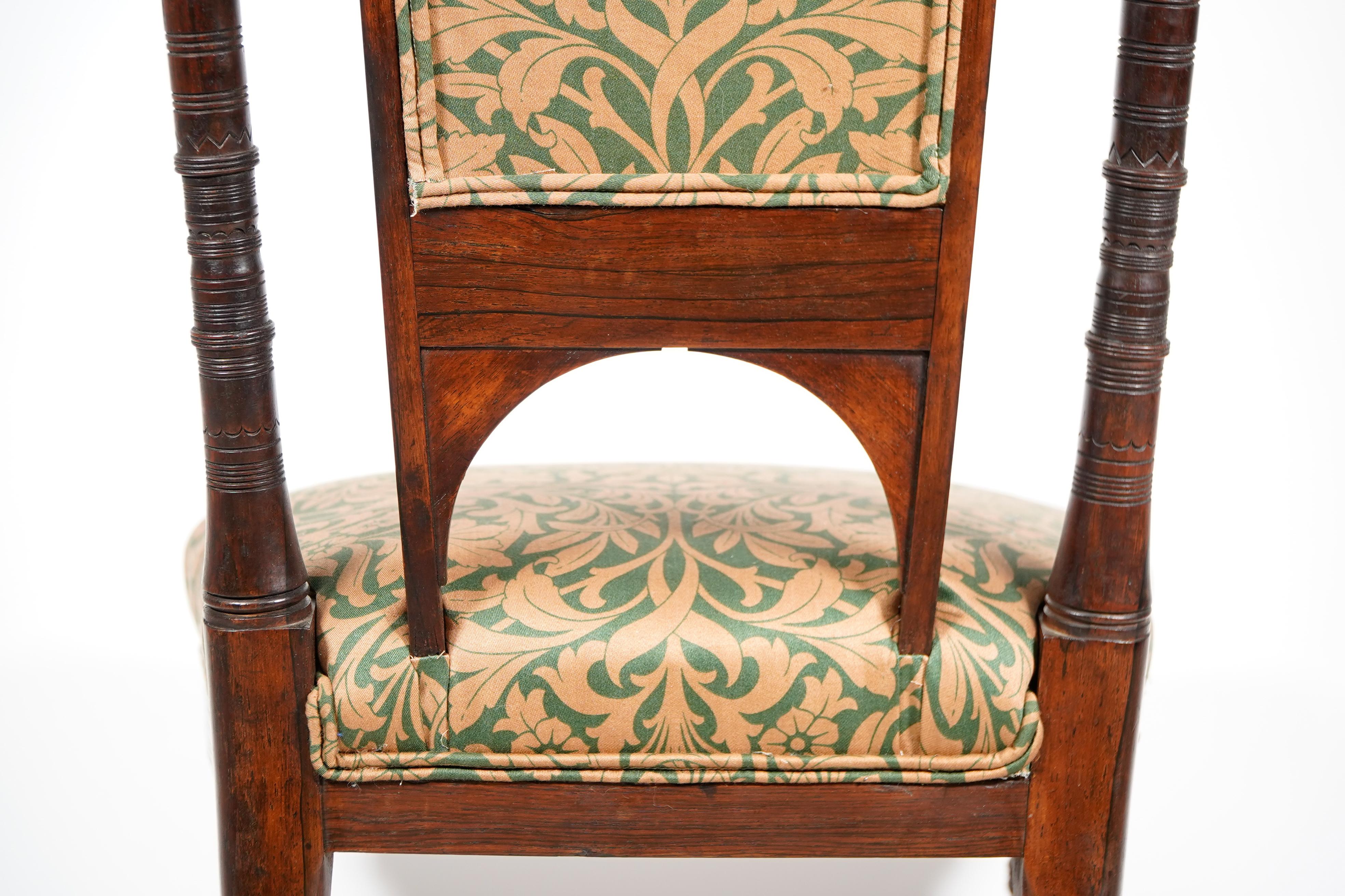 A rare Rosewood side chair with finely carved and turned details For Sale 13