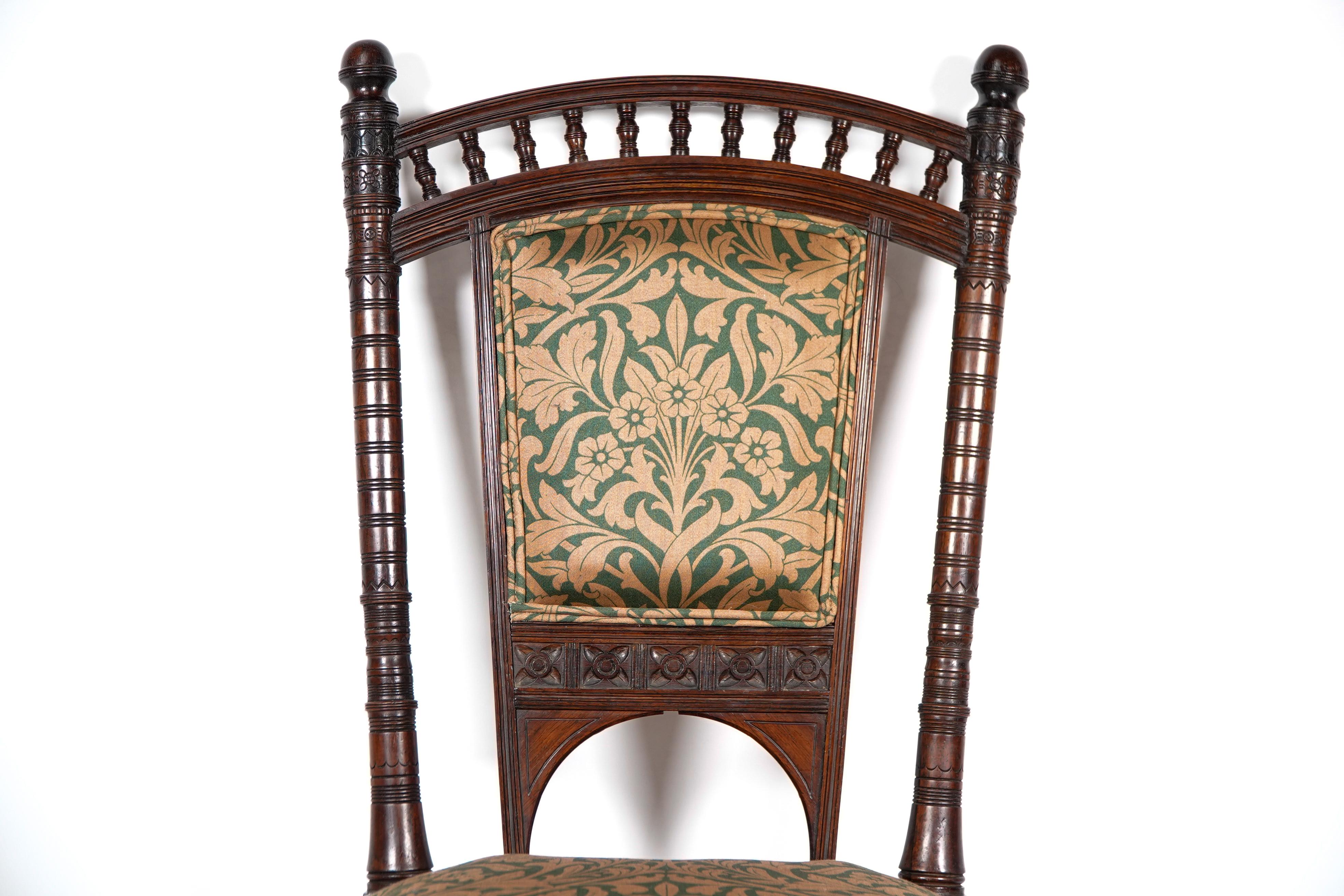 Late 19th Century A rare Rosewood side chair with finely carved and turned details For Sale