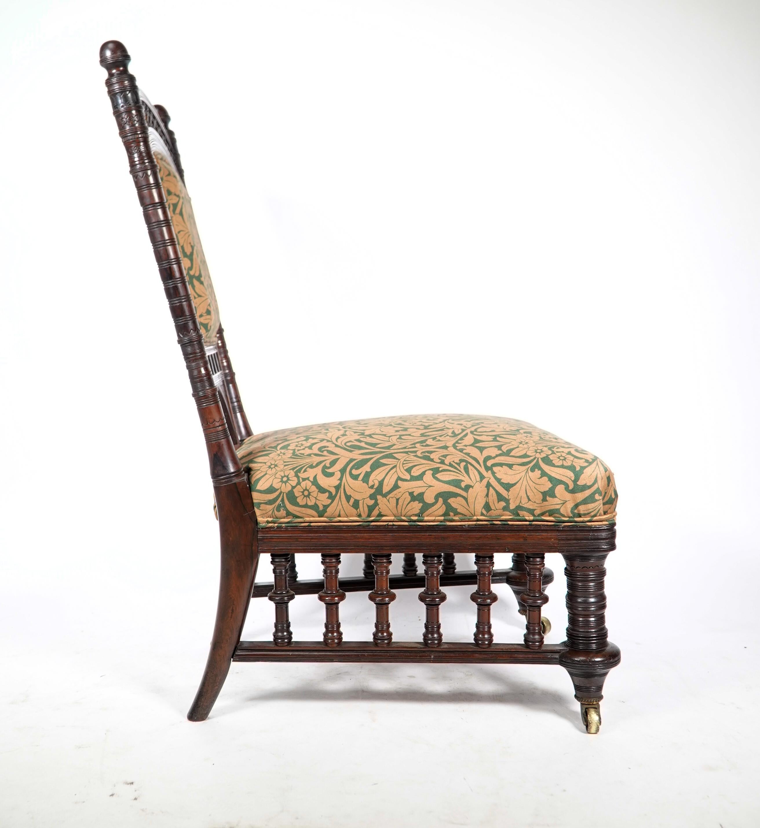 English A rare Rosewood side chair with finely carved and turned details For Sale