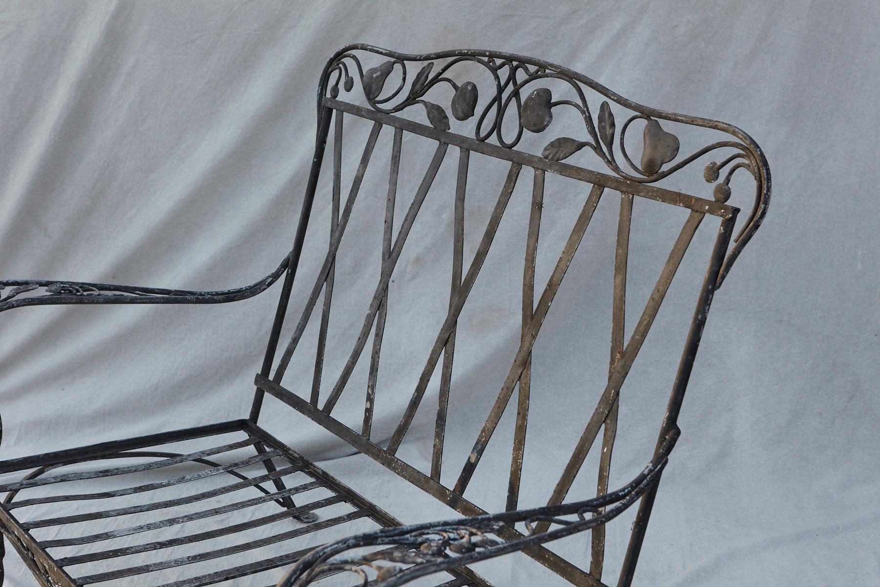 Rare Salterini Della Robbia Collection Wrought Iron Love Seat, circa 1940s, No 1 3