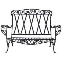 Vintage Rare Salterini Della Robbia Collection Wrought Iron Love Seat, circa 1940s, No 1