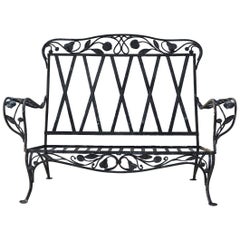 Rare Salterini Della Robbia Collection Wrought Iron Love Seat, circa 1940s, No 1