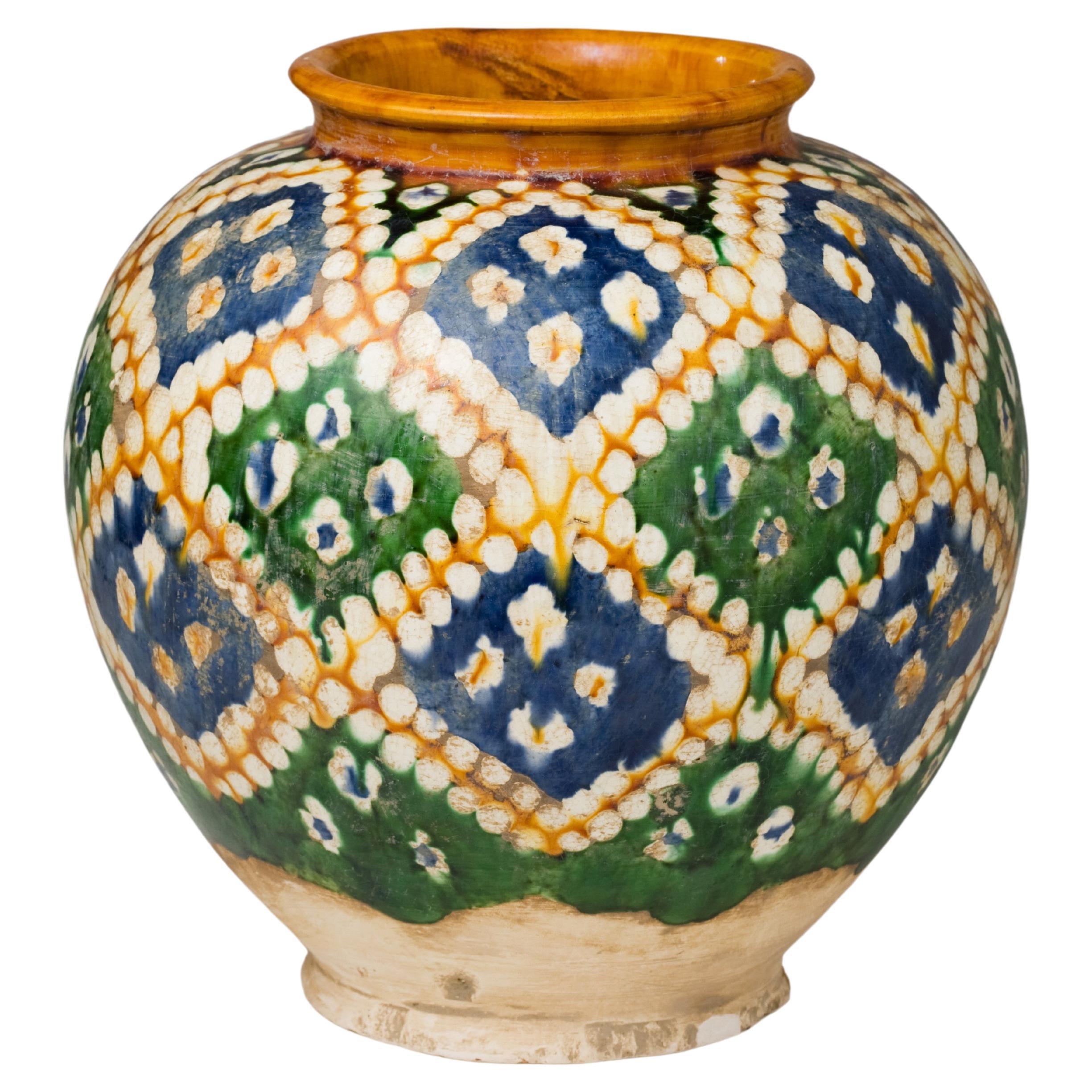 A Rare Sancai-Glazed Pottery Jar, Tang Dynasty For Sale