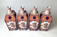 Rare Set of 4 Meiji Period Imari Bottle Form Vases